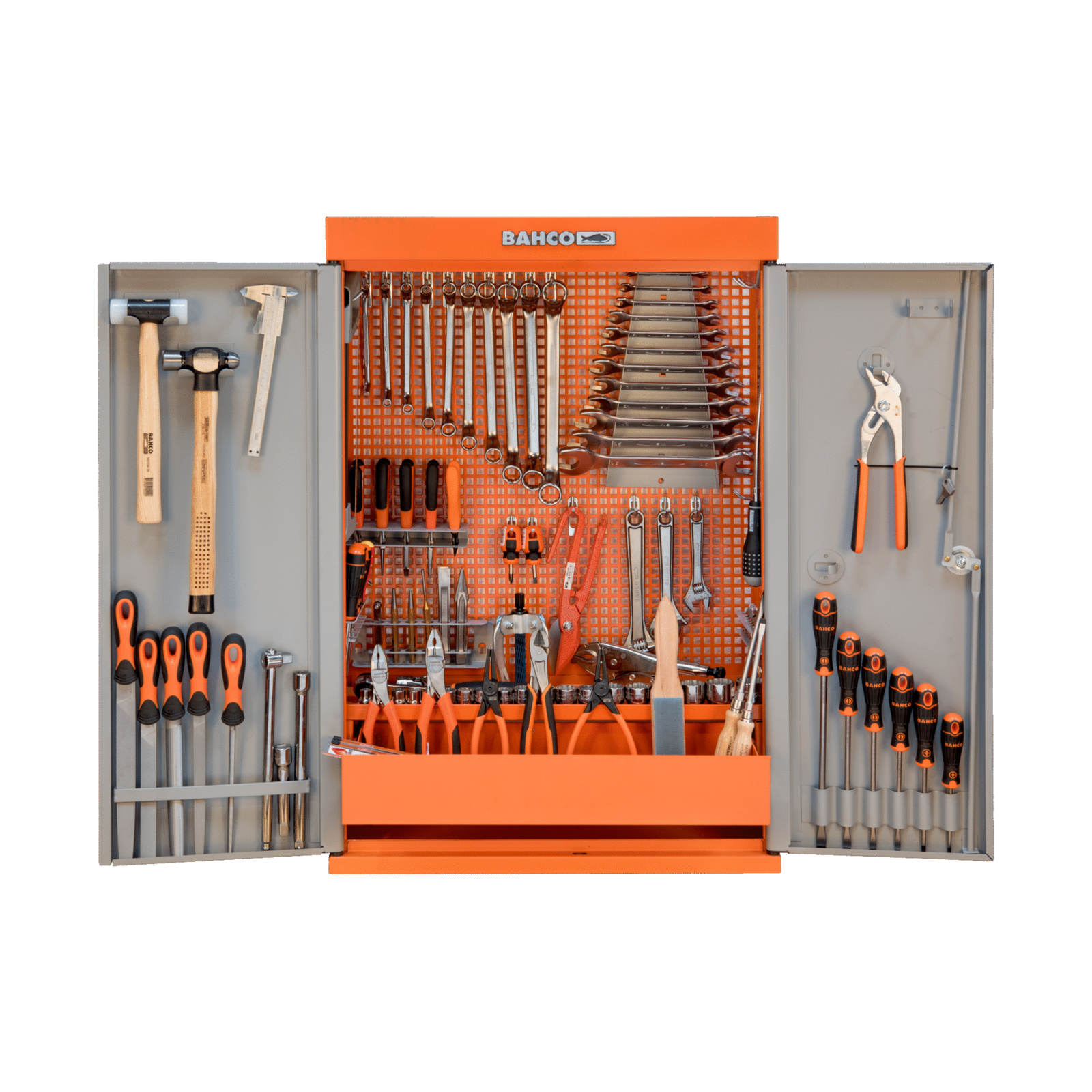 Armoire murale 2 portes 110 pcs avec kit d’outils multi-usages BAHCO - 1495CD60TS1
