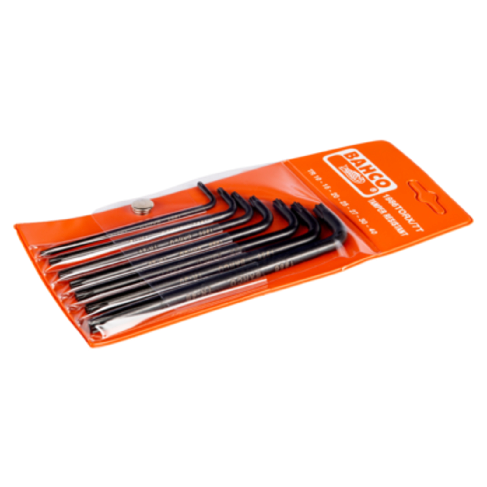 Jeu de clés mâles longues TORX Tamper TR10-TR40 7 pièces finition phosphatée BAHCO - 1986TORX/7T