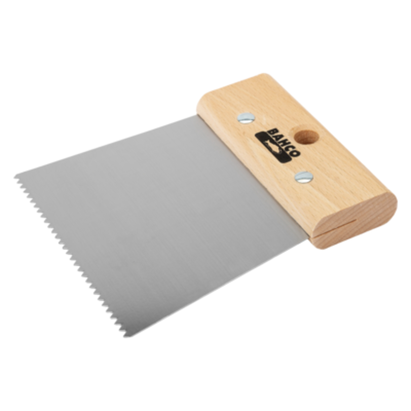 Spatule à encoller denture triangulaire 130 x 120 mm manche bois avec trou BAHCO - 221201200