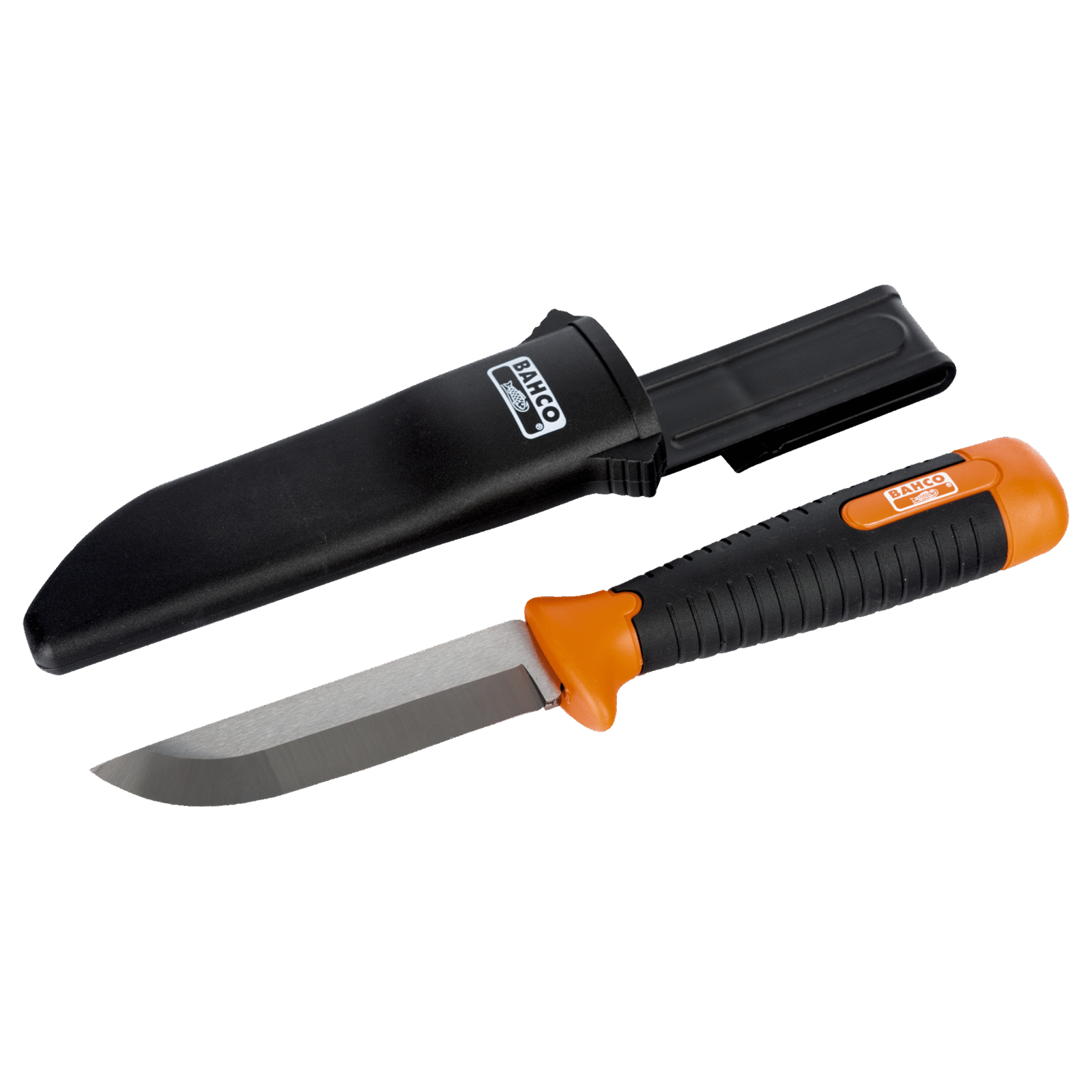 Couteau-ciseau bois lame incurvée 25 mm manche caoutchouc avec étui BAHCO - 2449