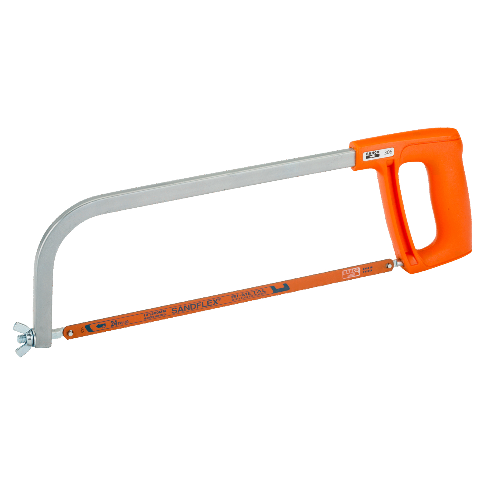 Monture de scie à métaux compacte 470 mm avec lame 300 mm Sandflex 24 dents BAHCO - 306