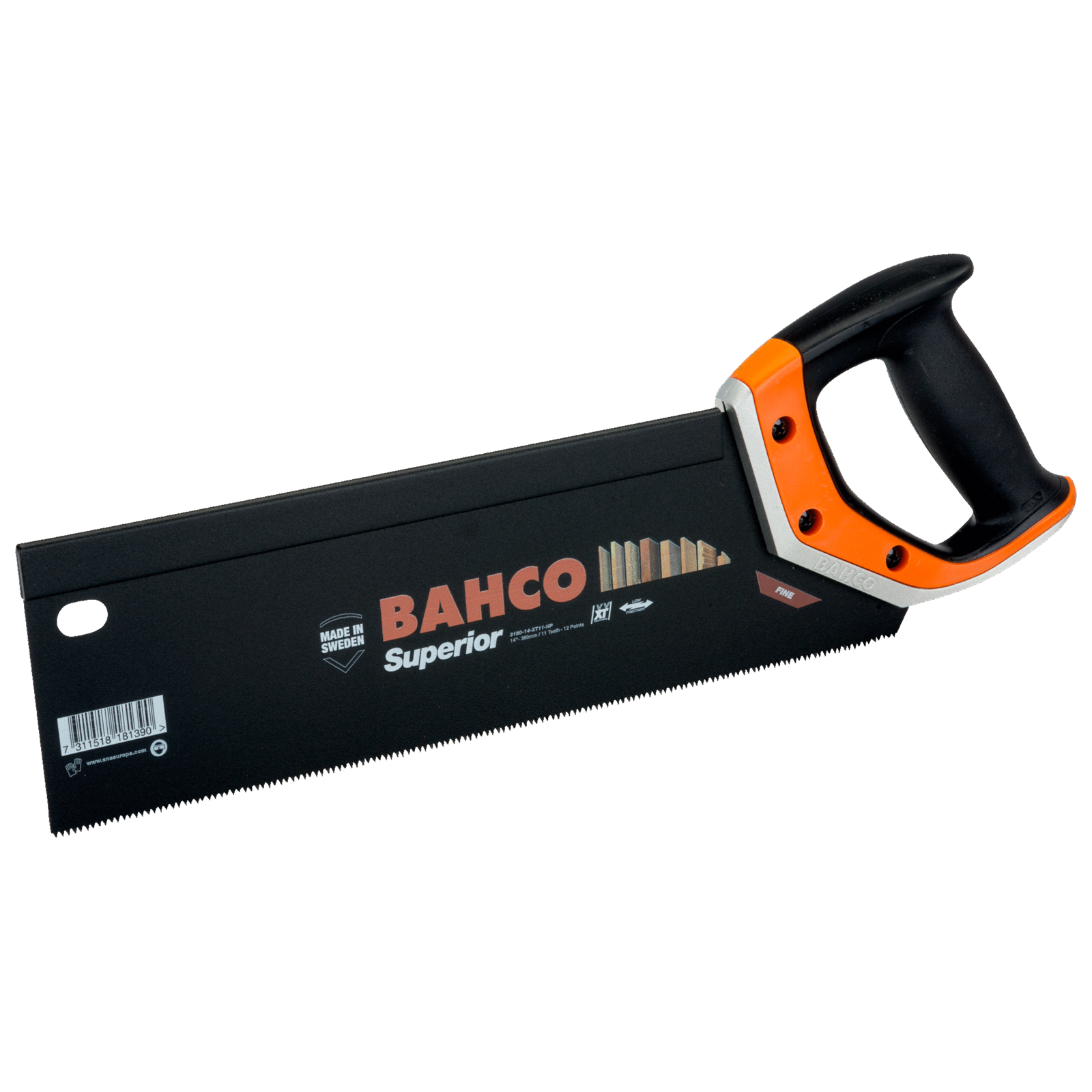 Scie à dos 350 mm 11/12 dents ERGO pour plastiques bois métaux tendres BAHCO - 3180-14-XT11-HP