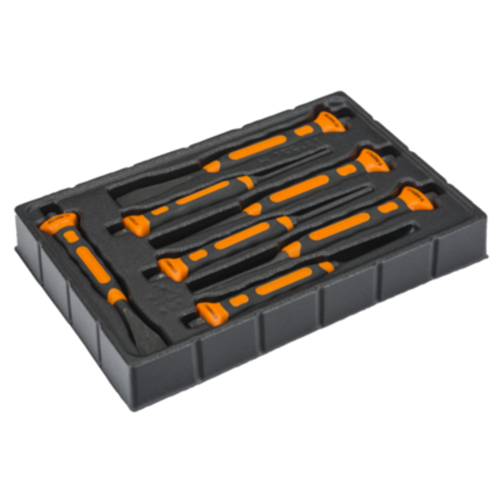 Jeu de burins de maçon 7 pièces manche bimatière avec protège-main en plateau plastique BAHCO - 3654BMS/7