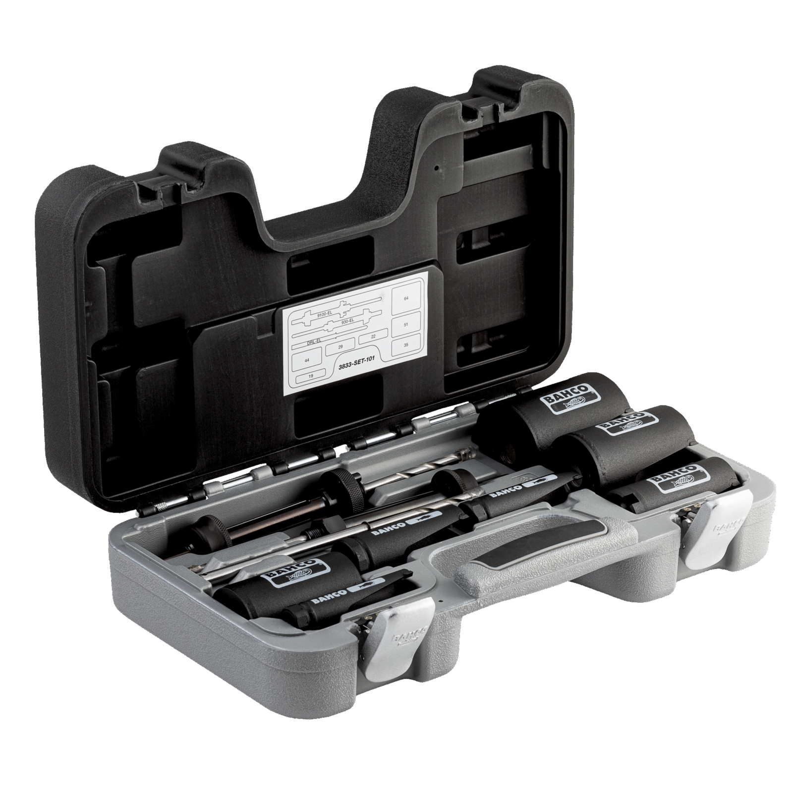 Coffret scies trépans multi-usages 19-64 mm 10 pcs avec arbres éjecteurs BAHCO - 3833-SET-101