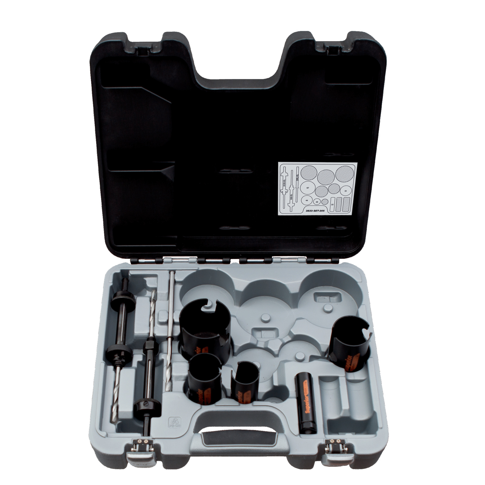 Coffret scies trépans multi-usages 22-67 mm 9 pcs avec arbres éjecteurs BAHCO - 3833-SET-205