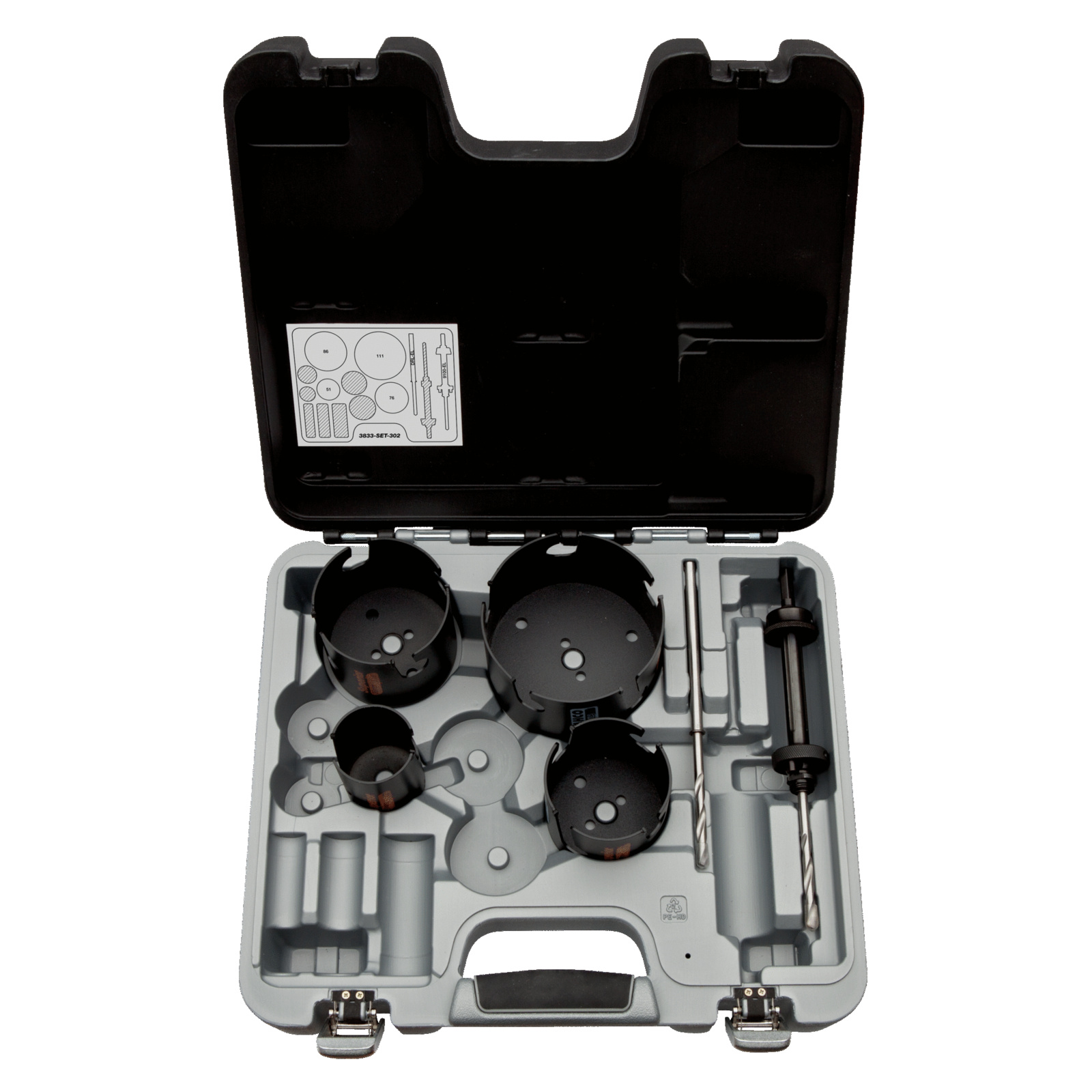 Coffret scies trépans multi-usages 51-111 mm 7 pcs avec arbres éjecteurs BAHCO - 3833-SET-302