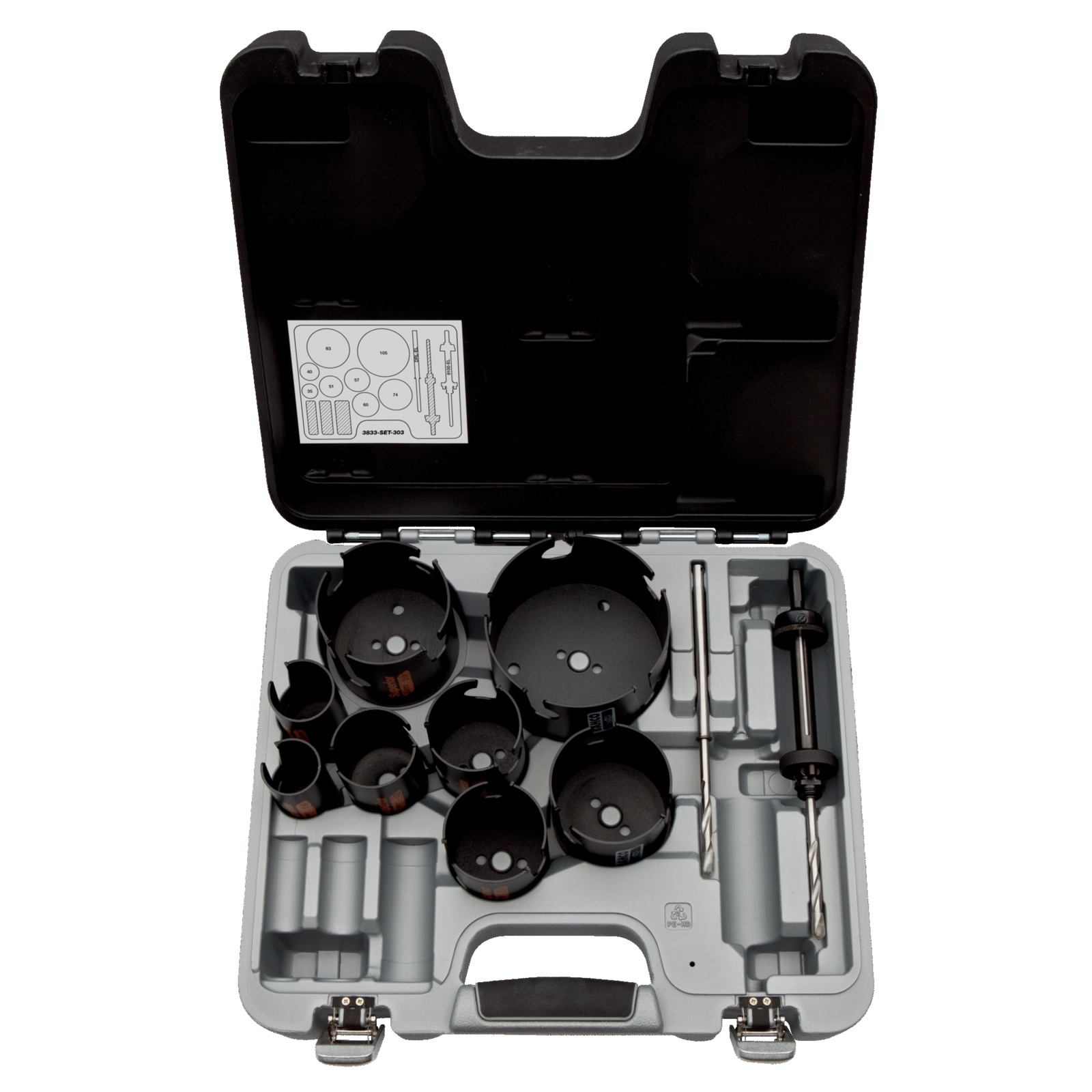 Coffret scies trépans multi-usages 35-114 mm 11 pcs avec arbres éjecteurs BAHCO - 3833-SET-303
