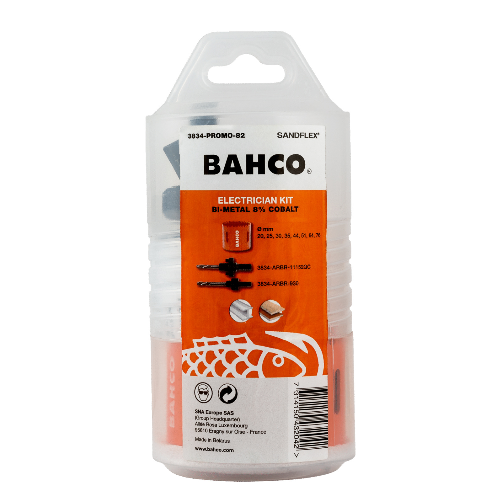 Coffret scies trépans bimétal 20-76 mm 10 pièces Sandflex BAHCO - 3834-PROMO-82
