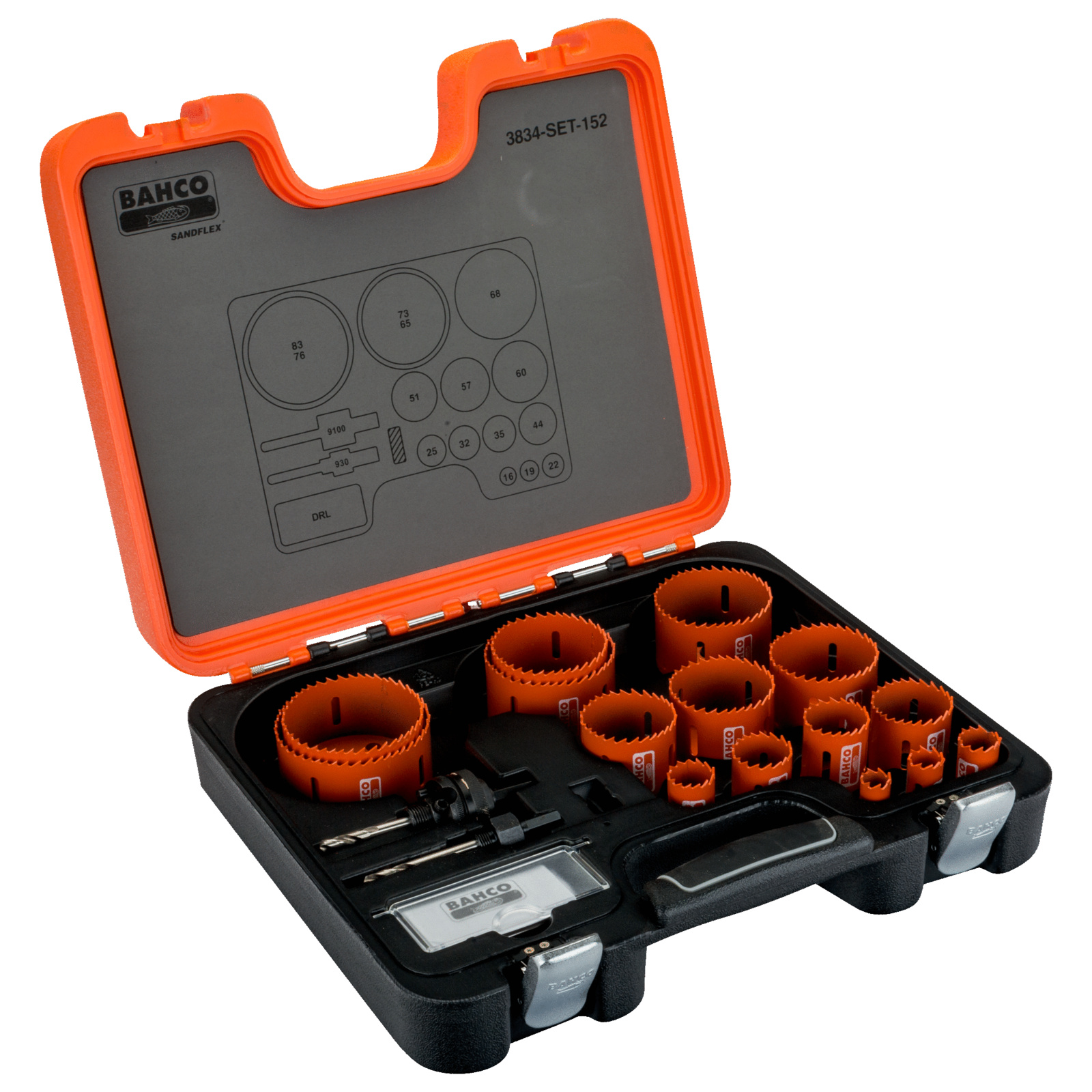 Coffret scies trépans bimétal Sandflex 16-83 mm 18 pièces BAHCO - 3834-SET-152