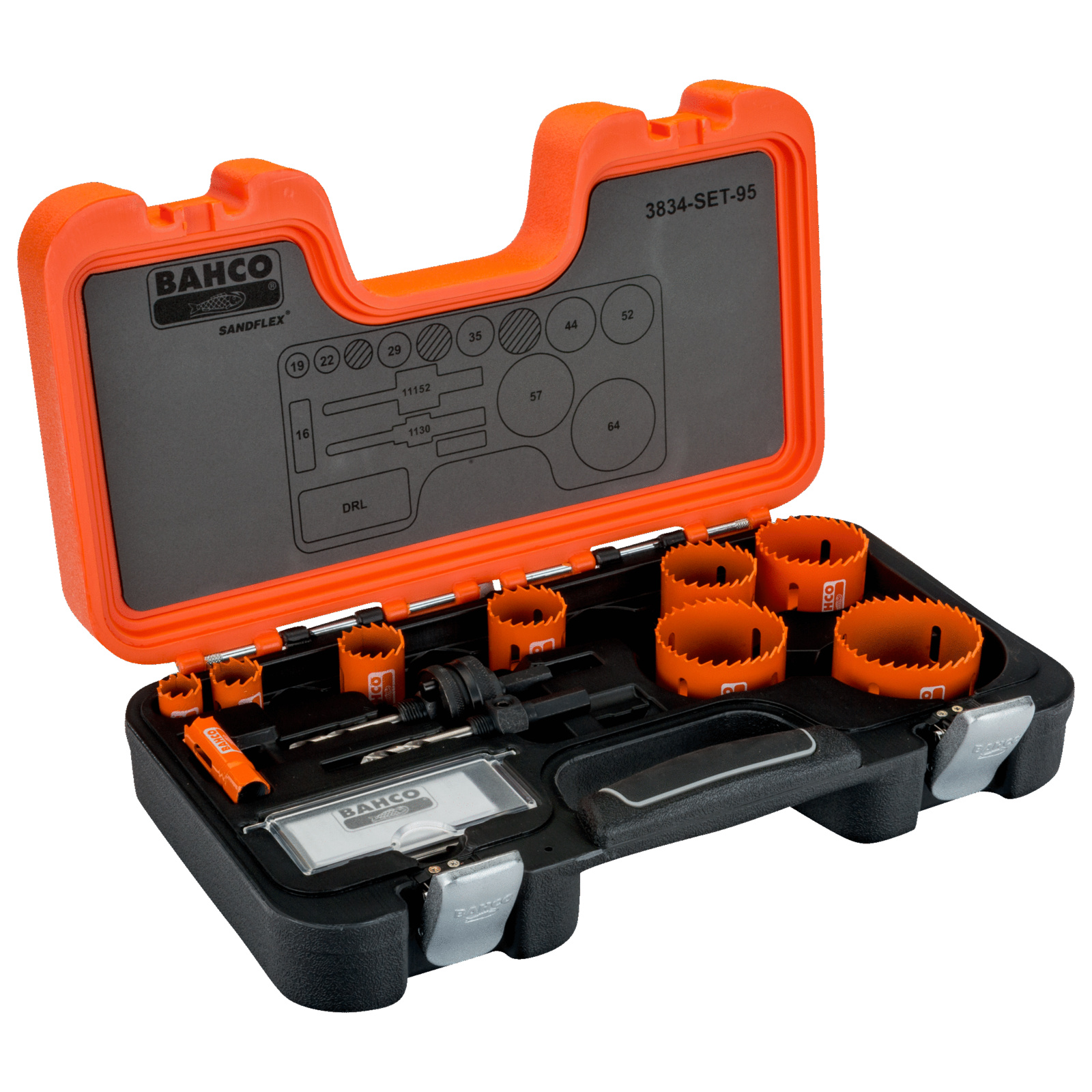 Coffret scies trépans bimétal Sandflex 16-64 mm 12 pcs pour métal et bois BAHCO - 3834-SET-95