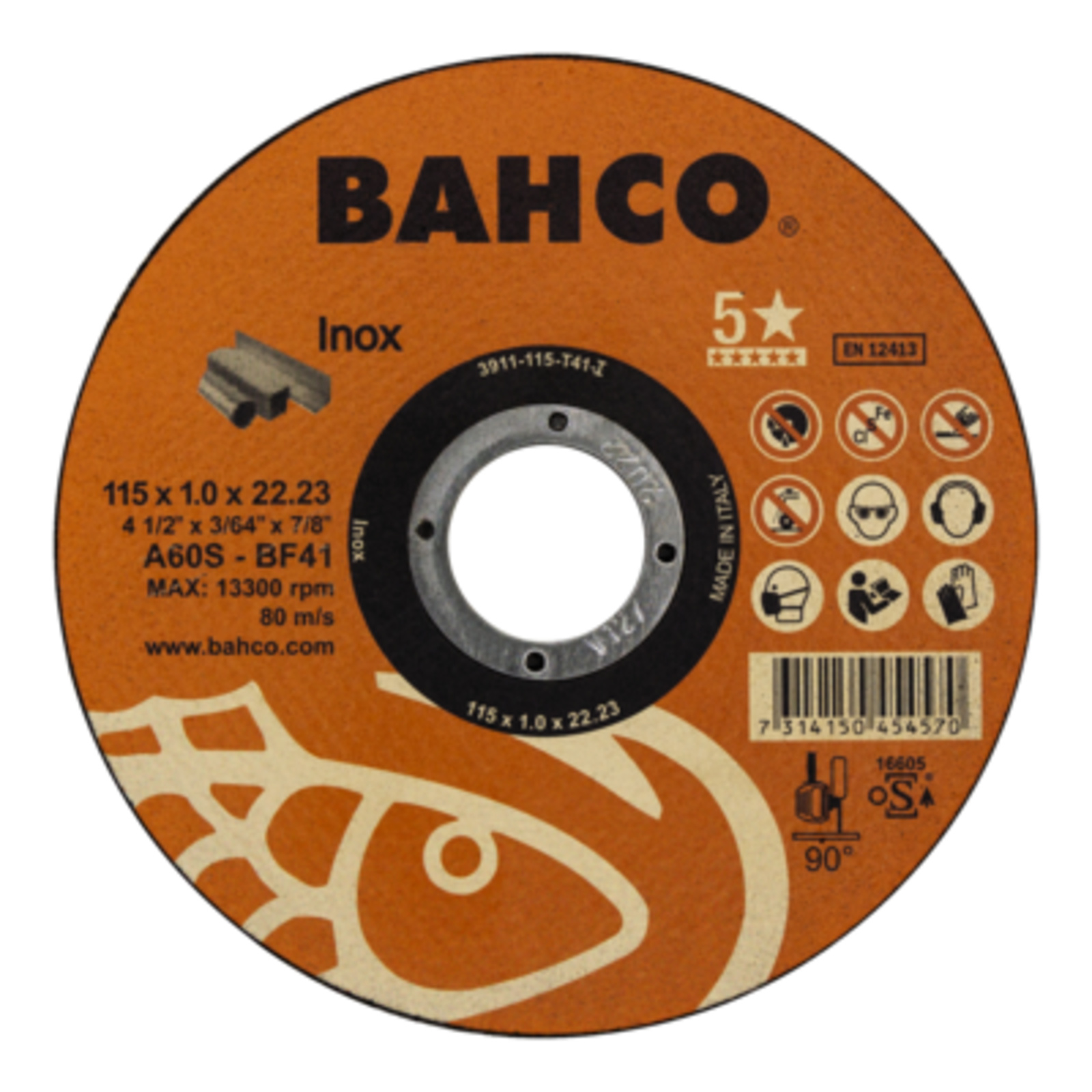 Disque à tronçonner inox 230 x 1,9 x 22,23 mm haute performance BAHCO - 3911-230-T41-I