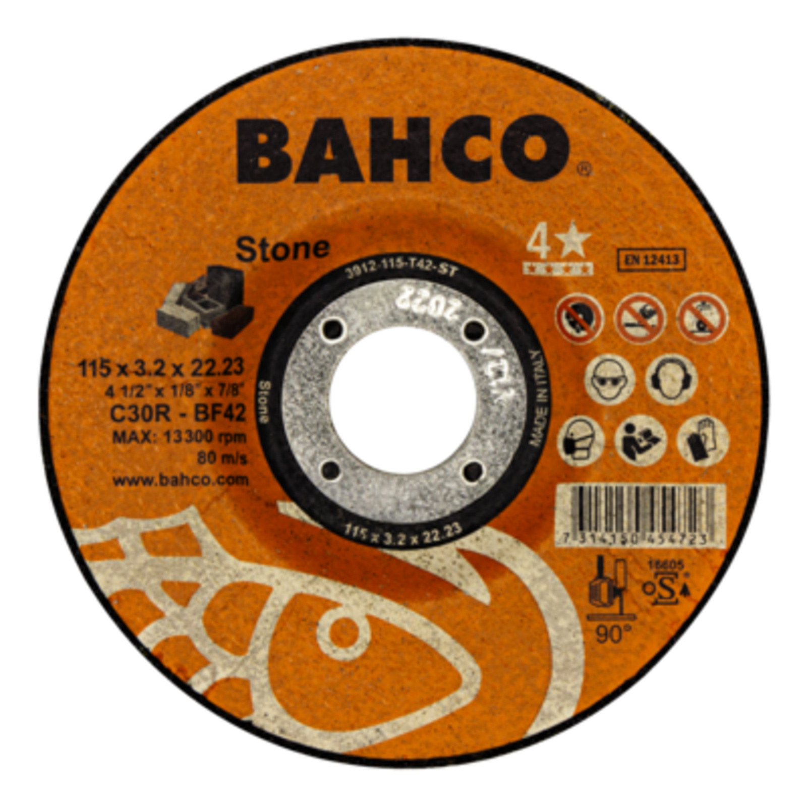 Disque à tronçonner minéraux 230 x 3.2 x 22.23 mm haute performance BAHCO - 3912-230-T42-ST