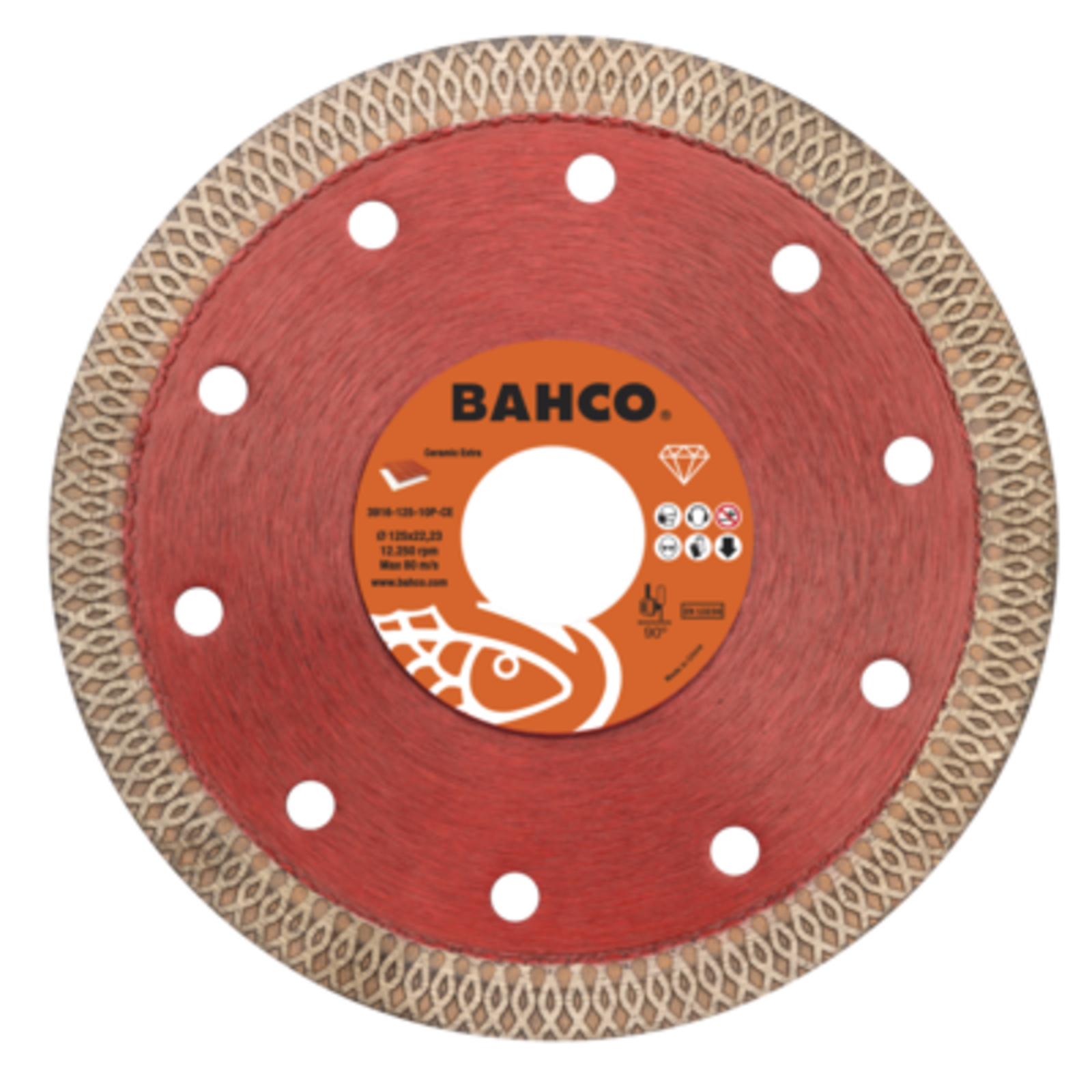 Disque diamant coupe carrelage et céramique 115 mm 1.2 mm jante continue BAHCO - 3916-115-10P-CE