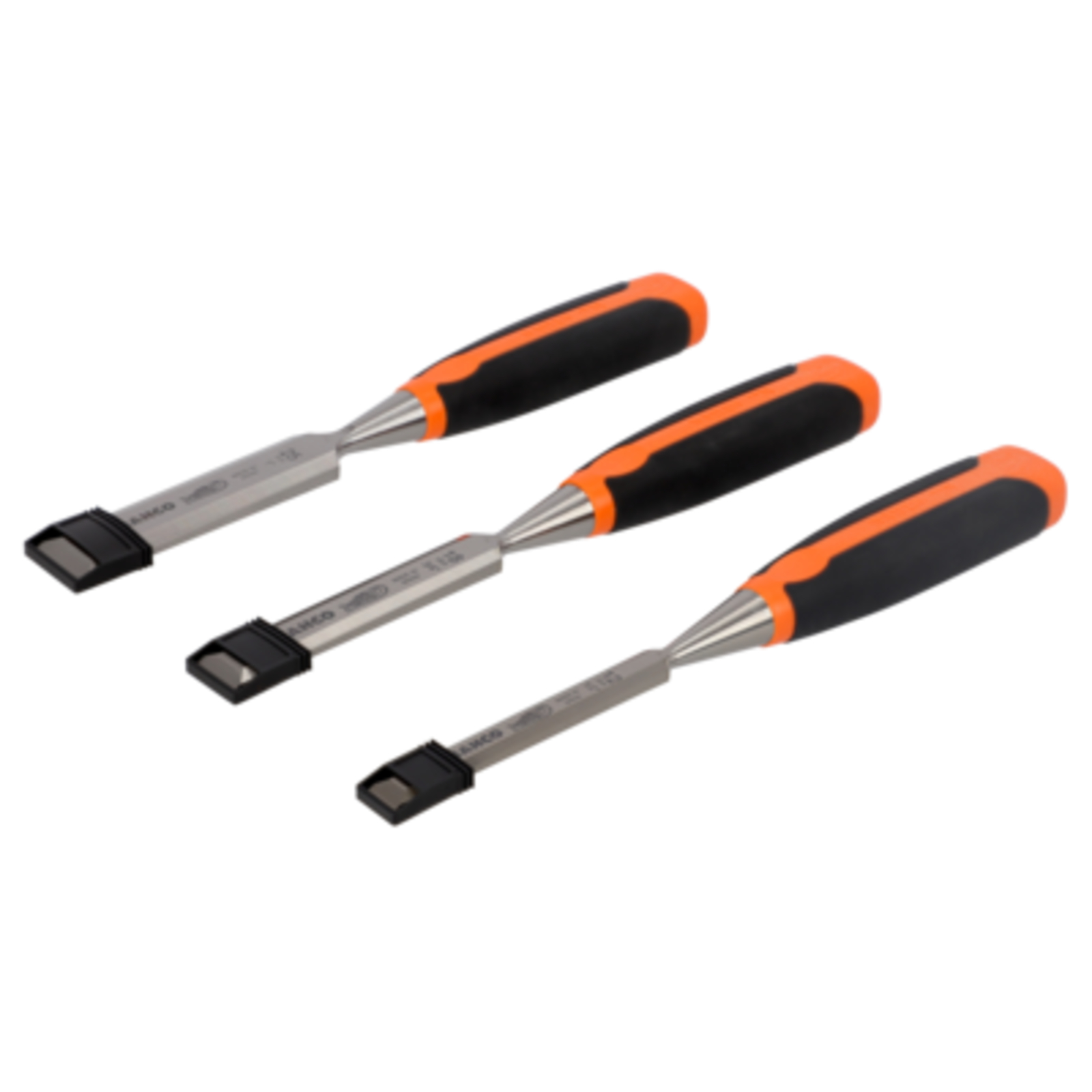 Jeu de burins bois 12 18 et 25 mm manche bi-matière caoutchouc avec étui BAHCO - 424P-S3-EUR