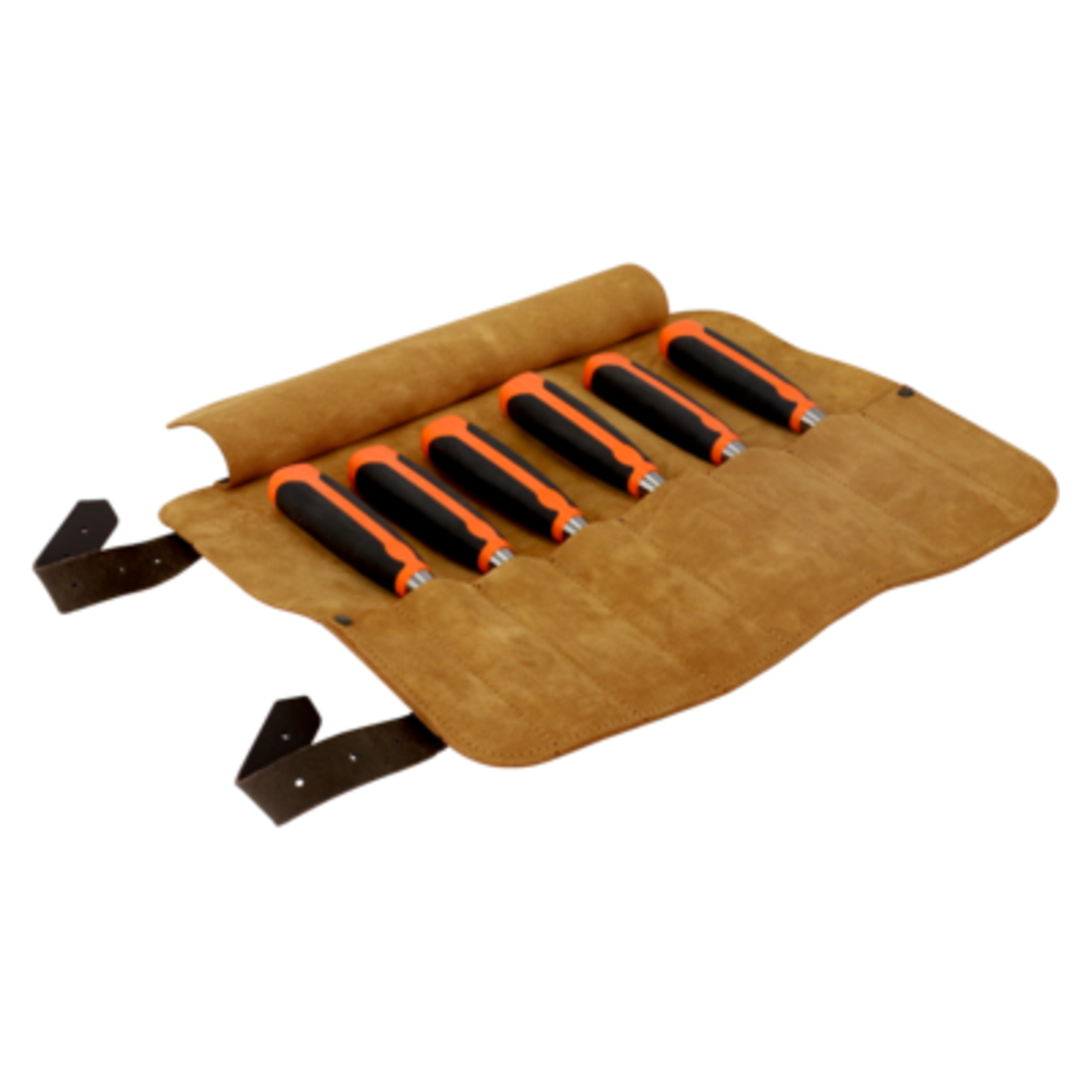 Jeu de burins bois 6-32 mm 6 pièces manche caoutchouc avec pochette cuir BAHCO - 424P-S6-LR