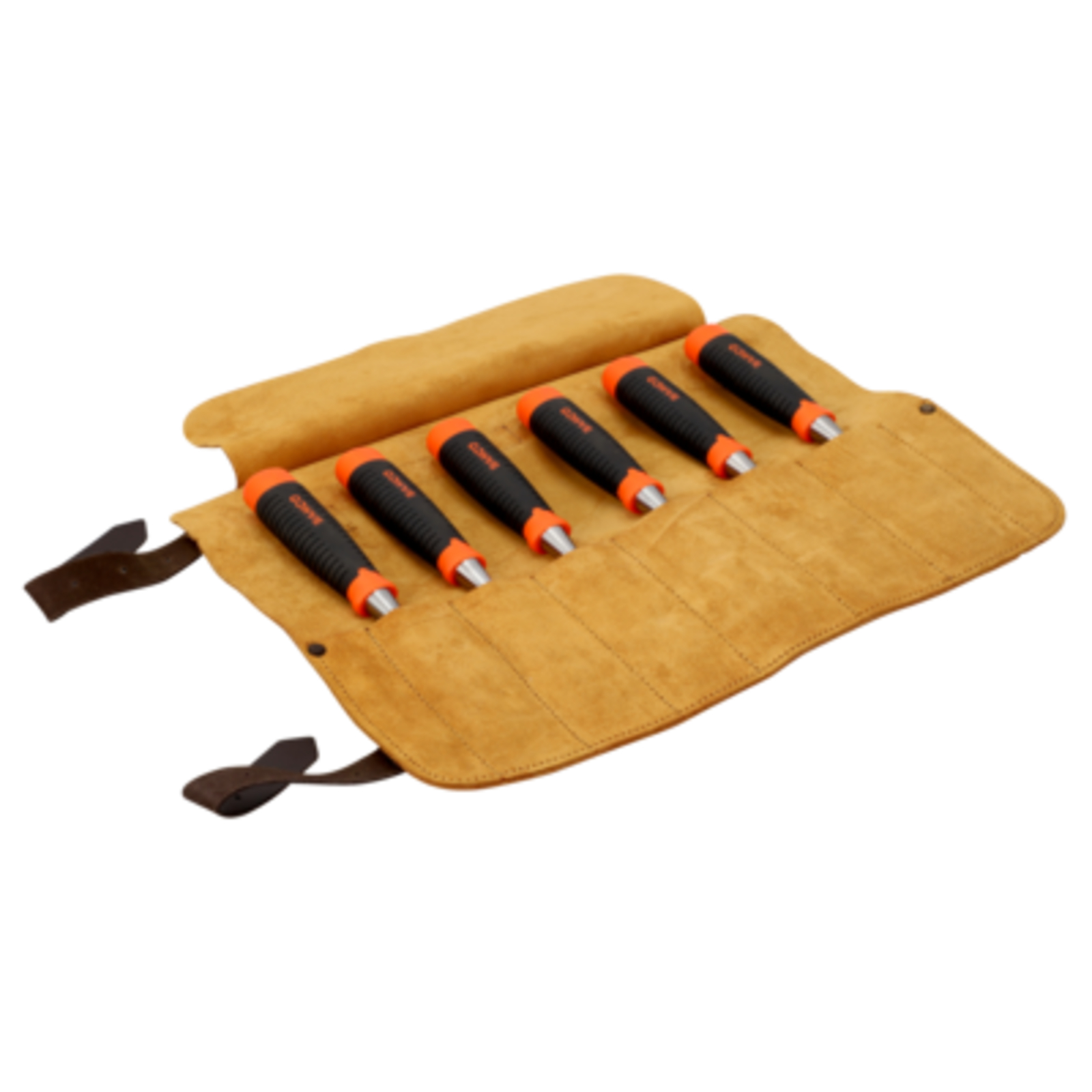 Jeu de 6 ciseaux à bois ERGO anti-fissures 6-32 mm avec pochette cuir BAHCO - 434-S6-LR
