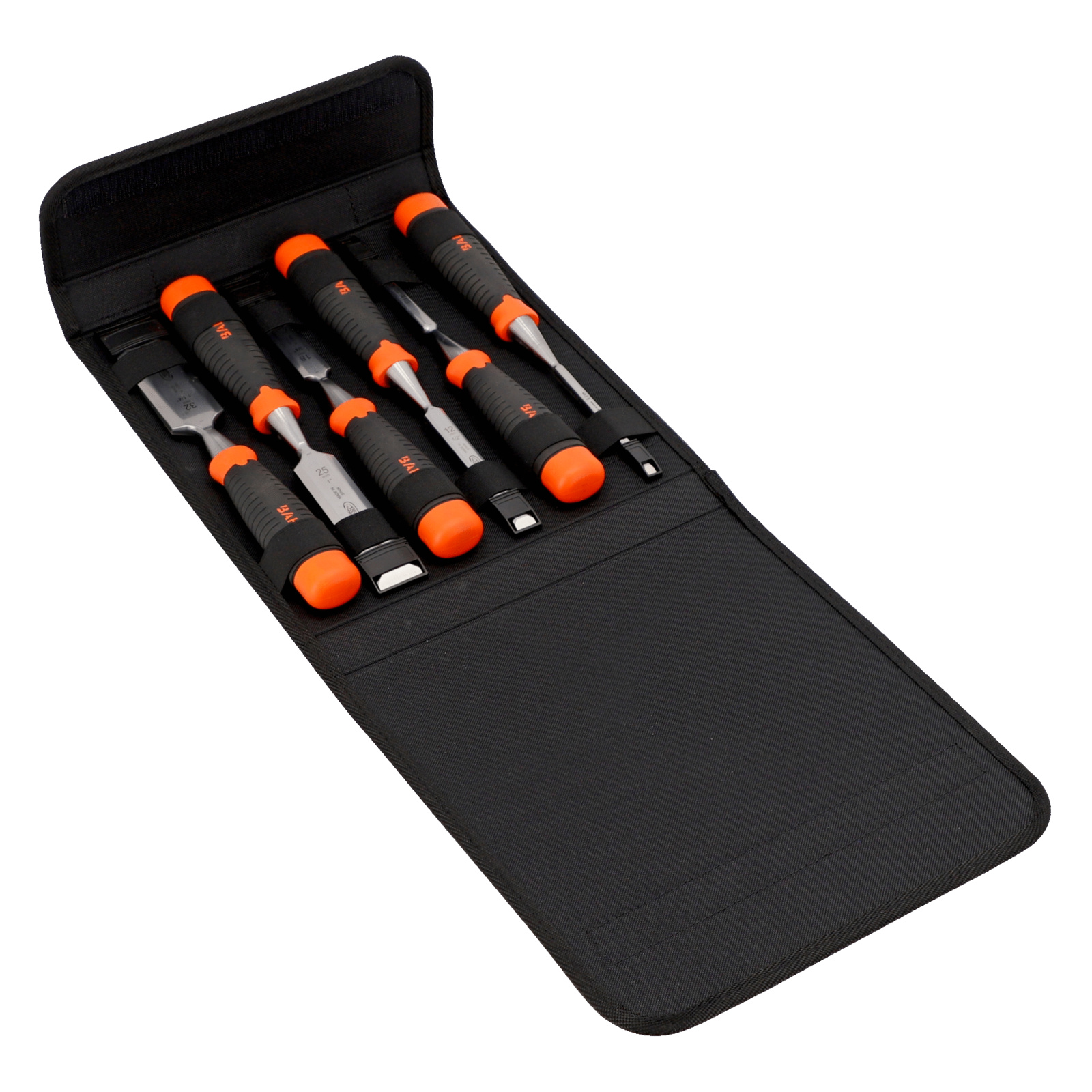 Jeu de ciseaux à bois anti-fissures 6 pièces pochette polyester ERGO BAHCO - 434-S6-PP
