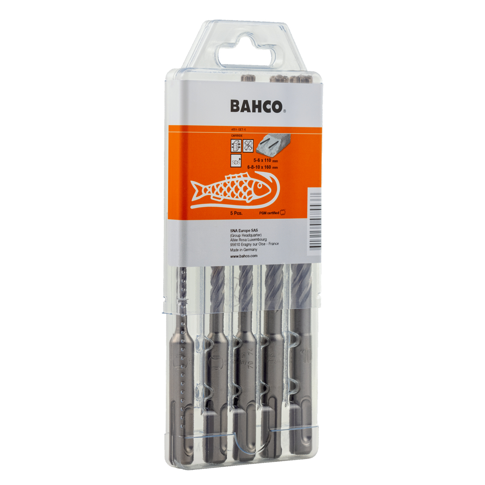 Jeu de forets SDS+ 4-cutter béton armé 5 pcs BAHCO - 4651-SET-5