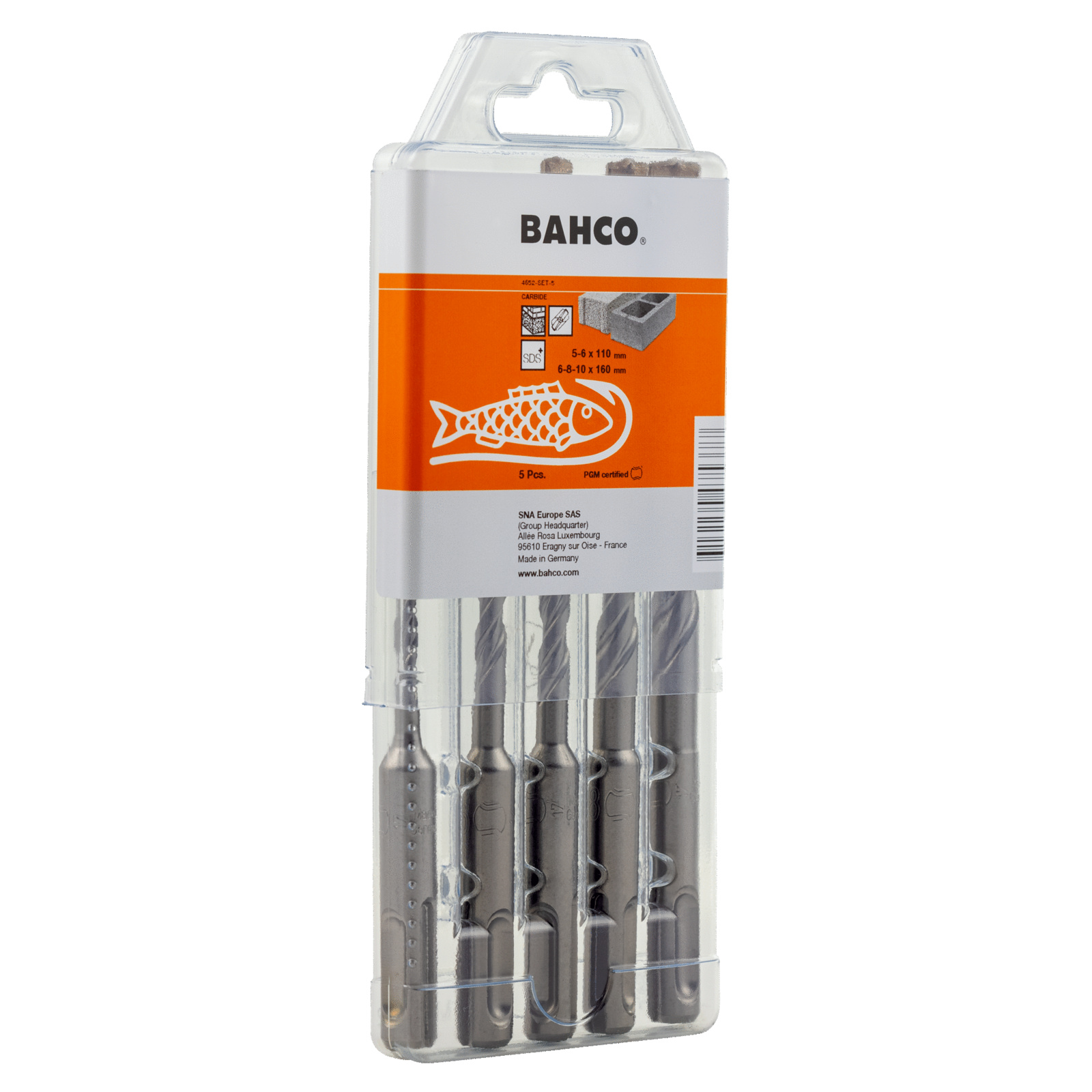 Jeu de forets SDS+ 2-cutter pour béton armé 5 pièces BAHCO - 4652-SET-5