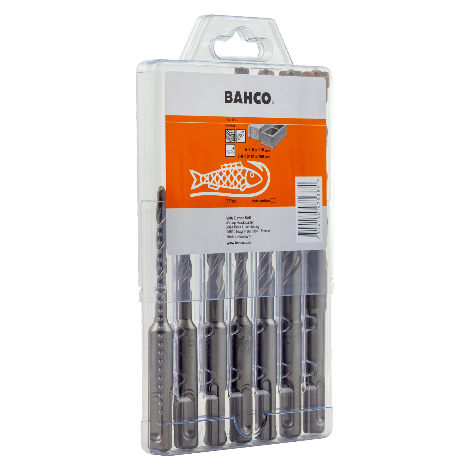 Jeu de forets SDS+ 2-cutter béton armé 7 pièces BAHCO - 4652-SET-7
