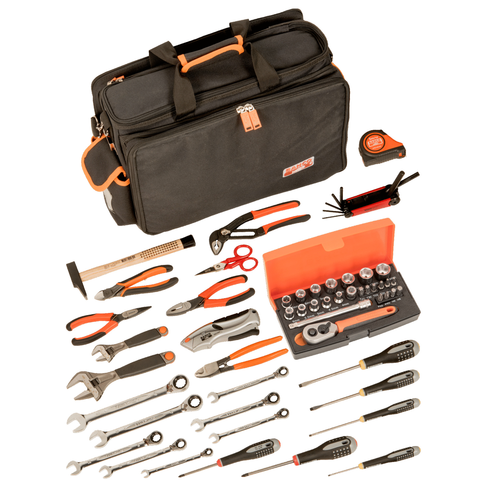 Sac à outils textile avec 51 outils de maintenance base rigide étanche avec bandoulière matelassée BAHCO - 4750FB4-18TS001
