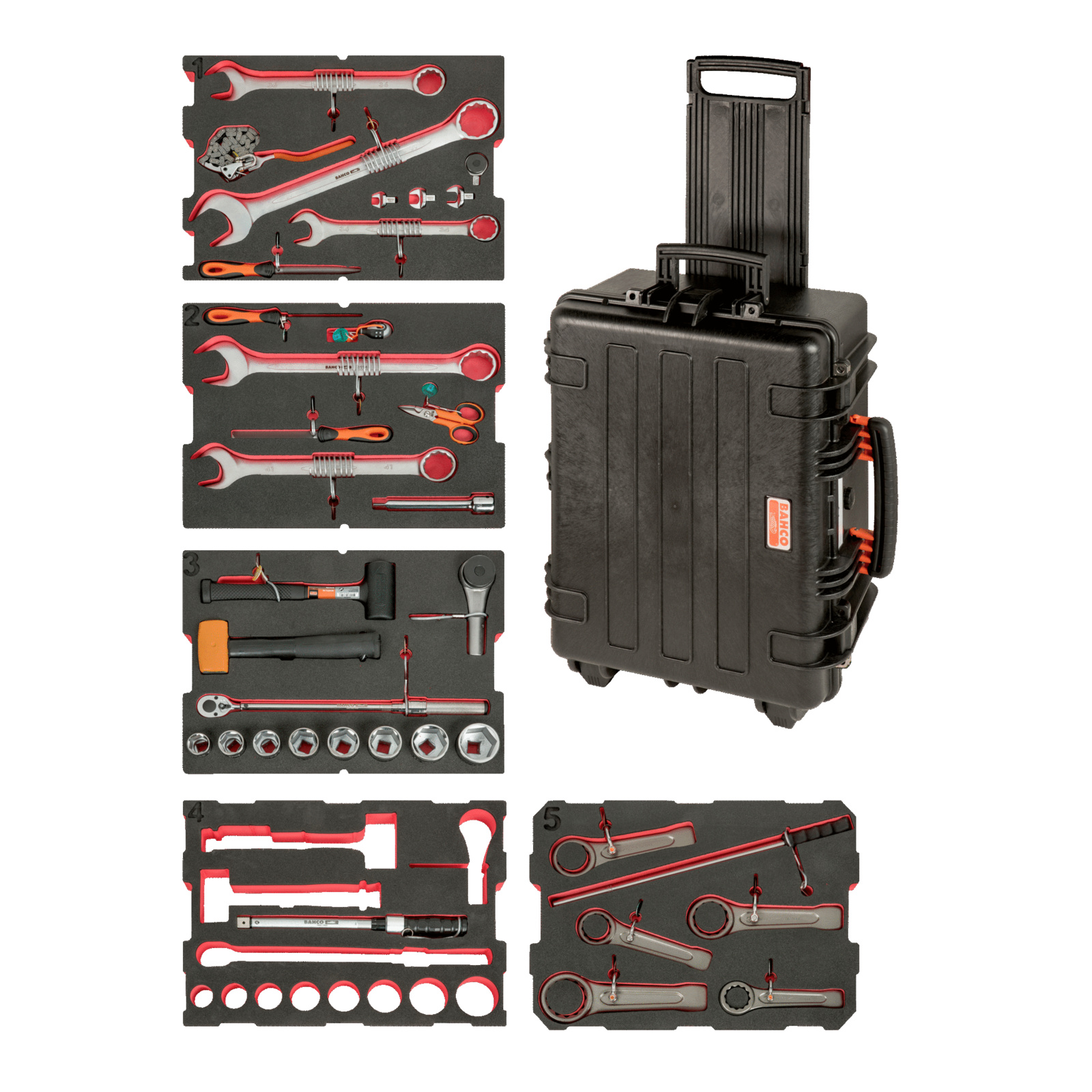 Kit d’outils travail en hauteur 36 pcs mallette rigide usage intensif BAHCO - 4750RCHDW02FF15
