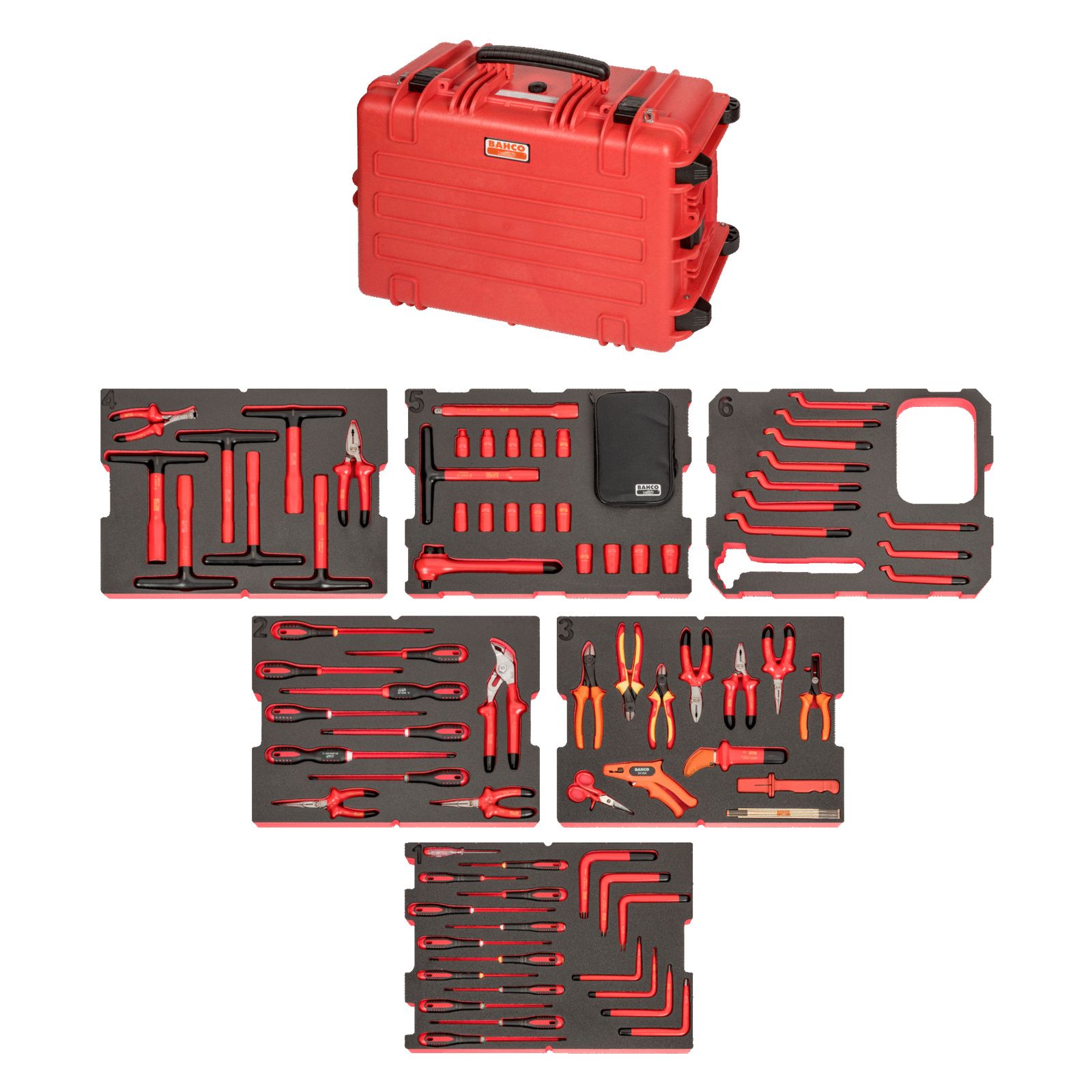 Caisse à outils usage intensif 79 pièces avec outils isolés 1000 V BAHCO - 4750RCHDW02RF1V