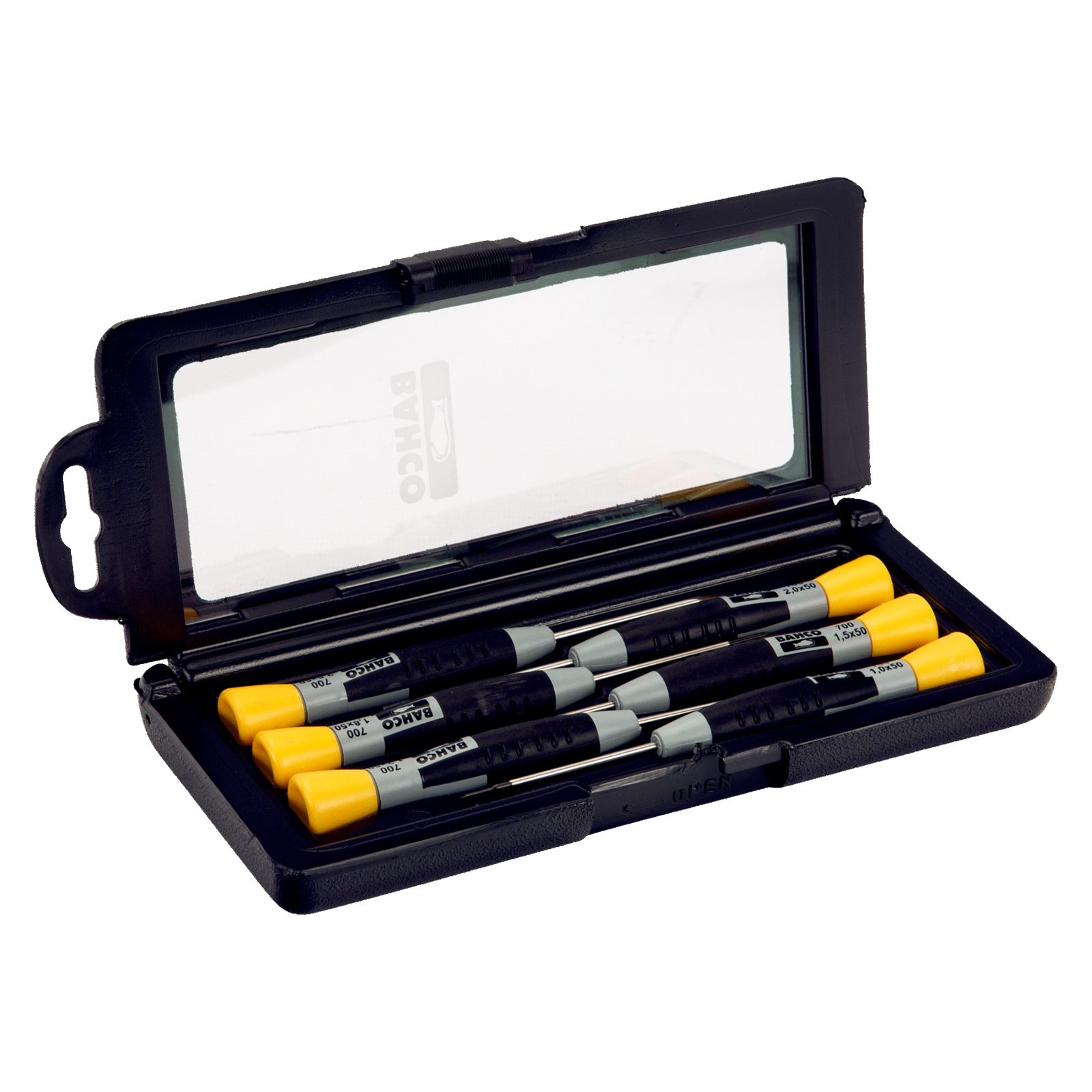 Jeu de tournevis précision fente 1-2,5 mm 6 pcs avec boîte plastique BAHCO - 706-3
