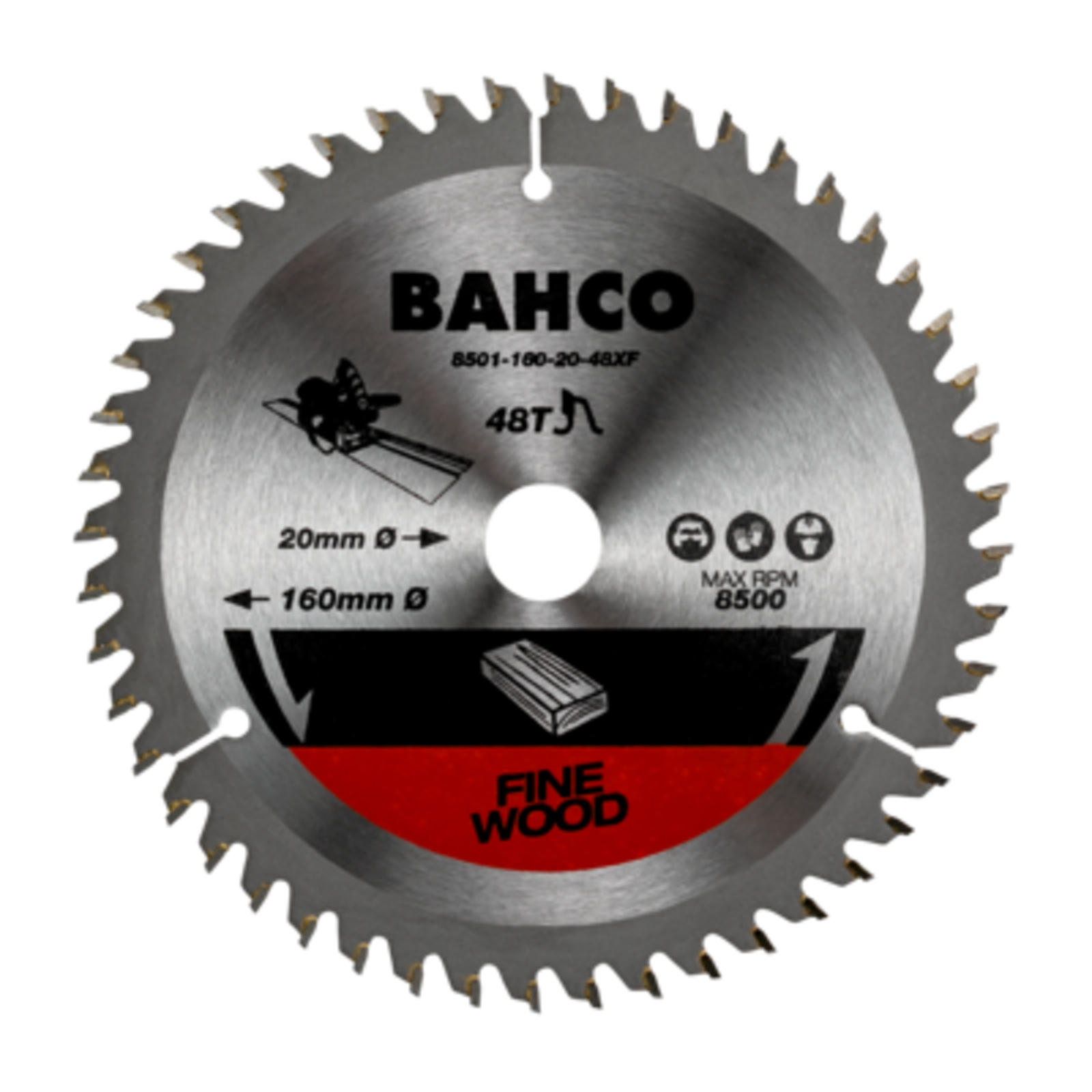 Lame scie circulaire bois 48 dents 165 x 20 mm pour scies plongeantes BAHCO - 8501-165-20-48XF