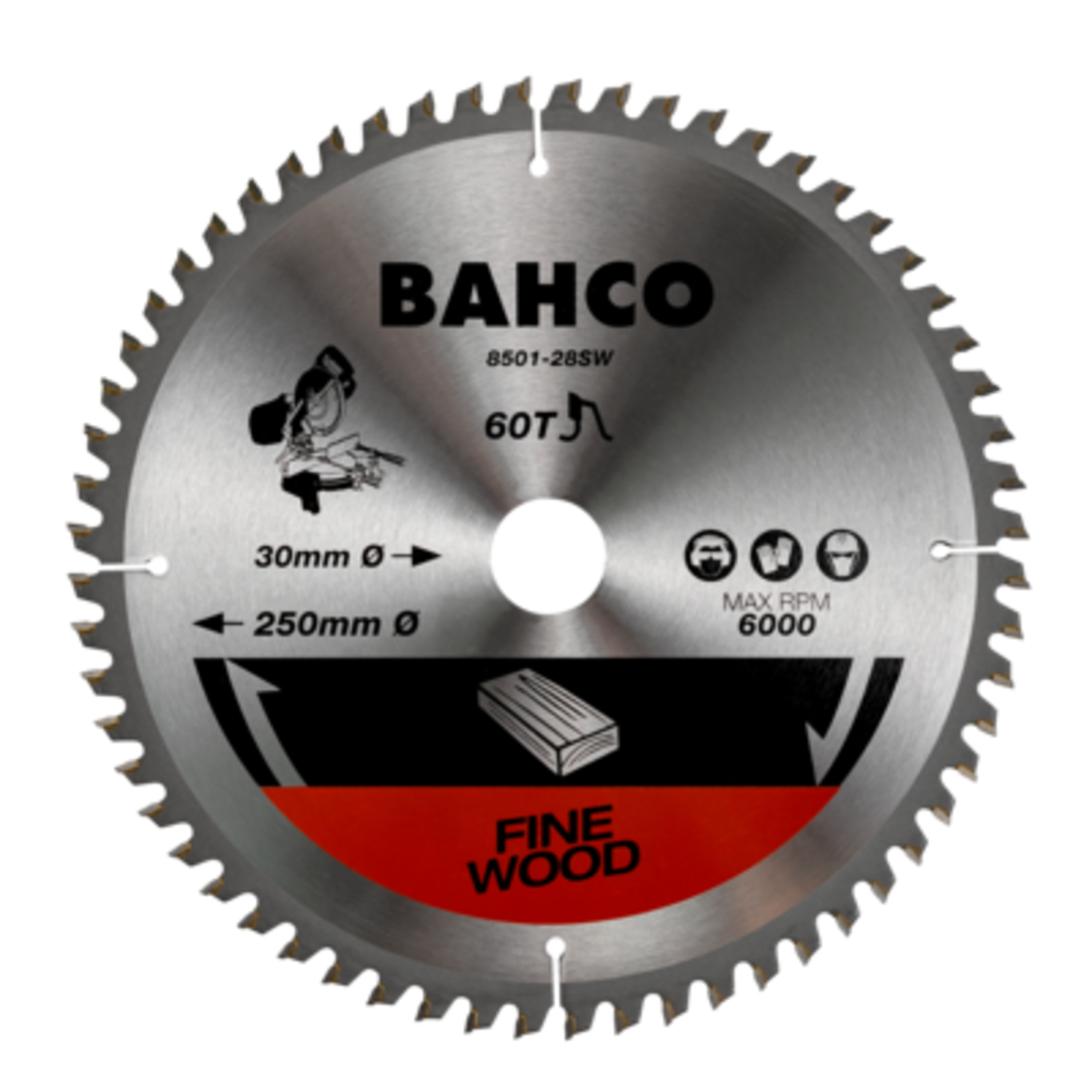Lame scie circulaire bois 250 mm 60 dents 0° carbure cémenté BAHCO - 8501-28SW