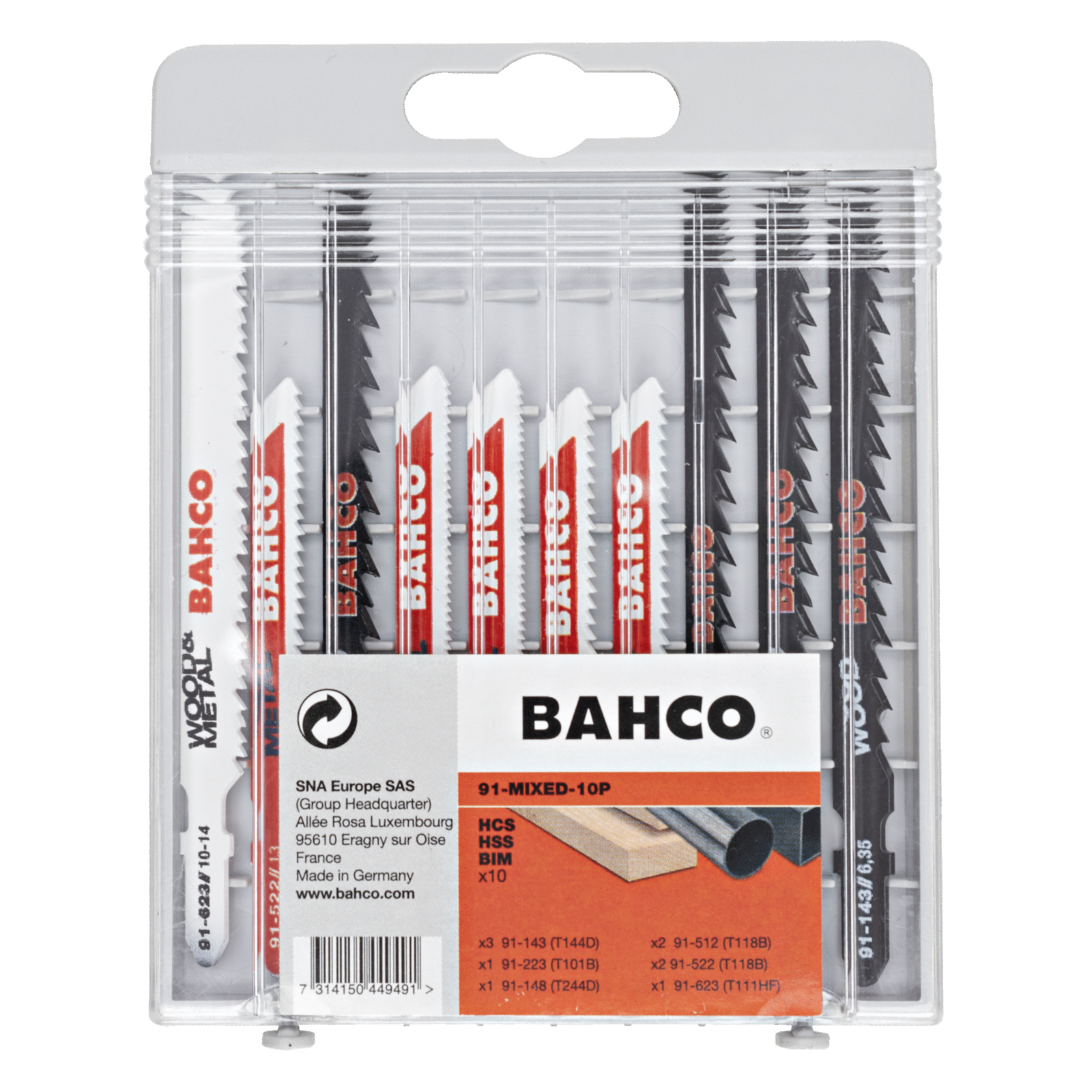 Jeu de lames scie sauteuse bois et métal 10 pièces BAHCO - 91-MIXED-10P