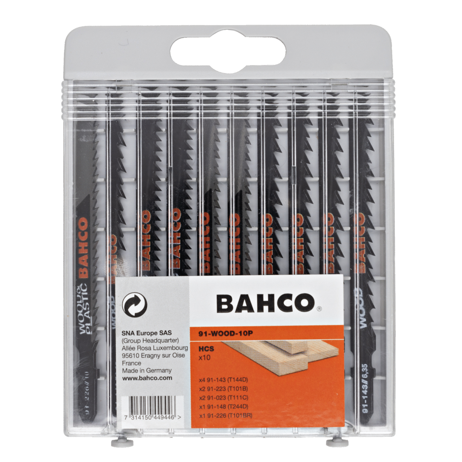 Jeu de lames scie sauteuse bois et plastique 10 pcs BAHCO - 91-WOOD-10P