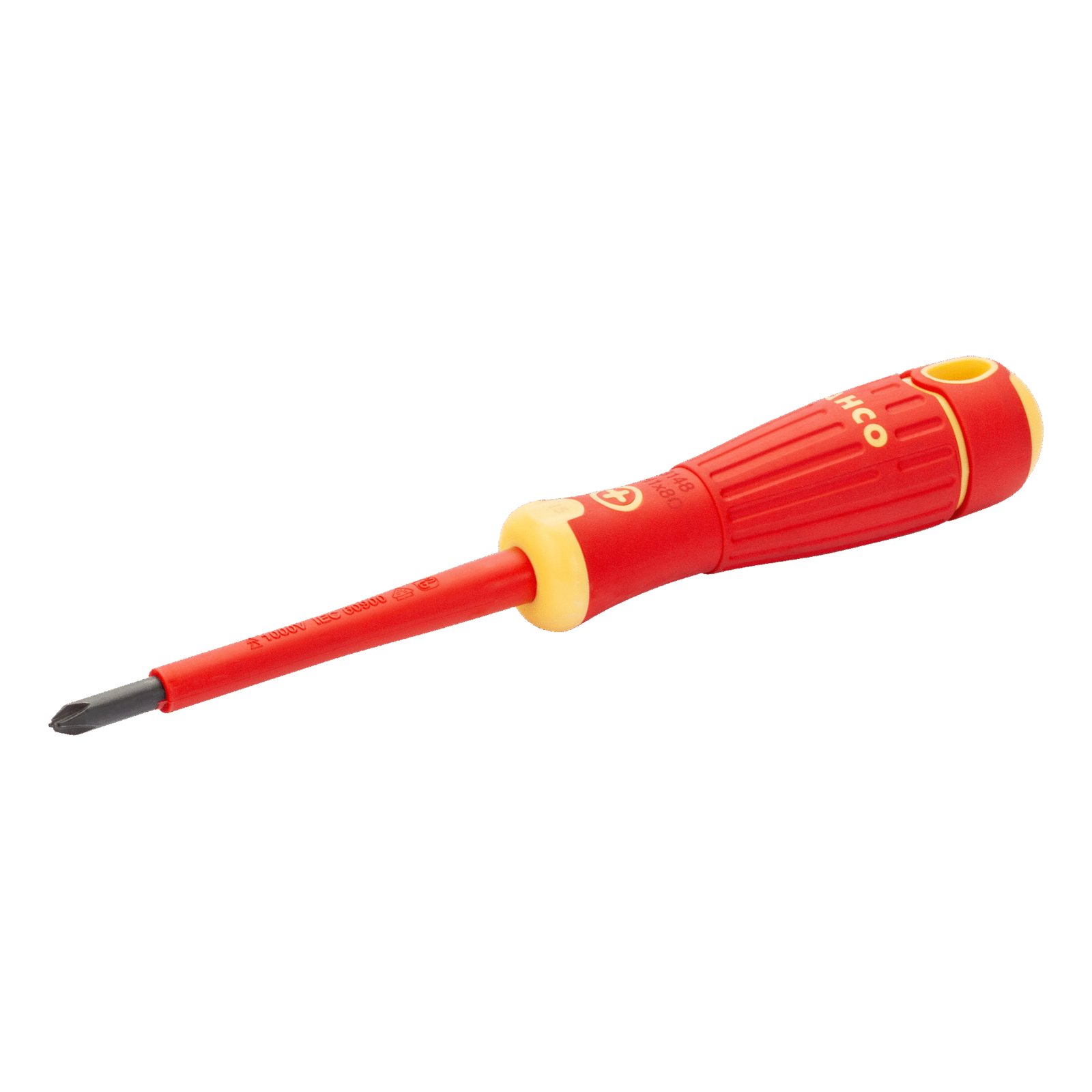 Tournevis isolé VDE 6 mm/PH2 BahcoFit pour vis combi fente et Phillips avec poignée bi-matière BAHCO - B148.002.100