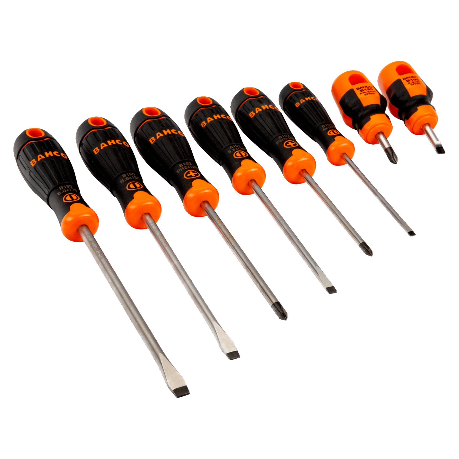 Jeu de tournevis fente et Phillips 8 pcs poignée caoutchouc BahcoFit BAHCO - B219.008