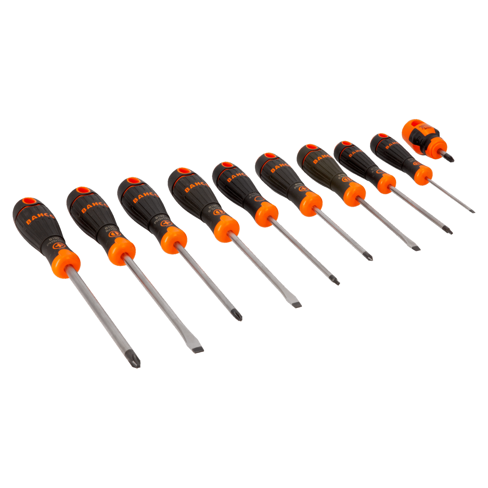 Jeu de tournevis fente/Phillips/Pozidriv/Robertson 10 pcs poignée caoutchouc BAHCO - B219.010