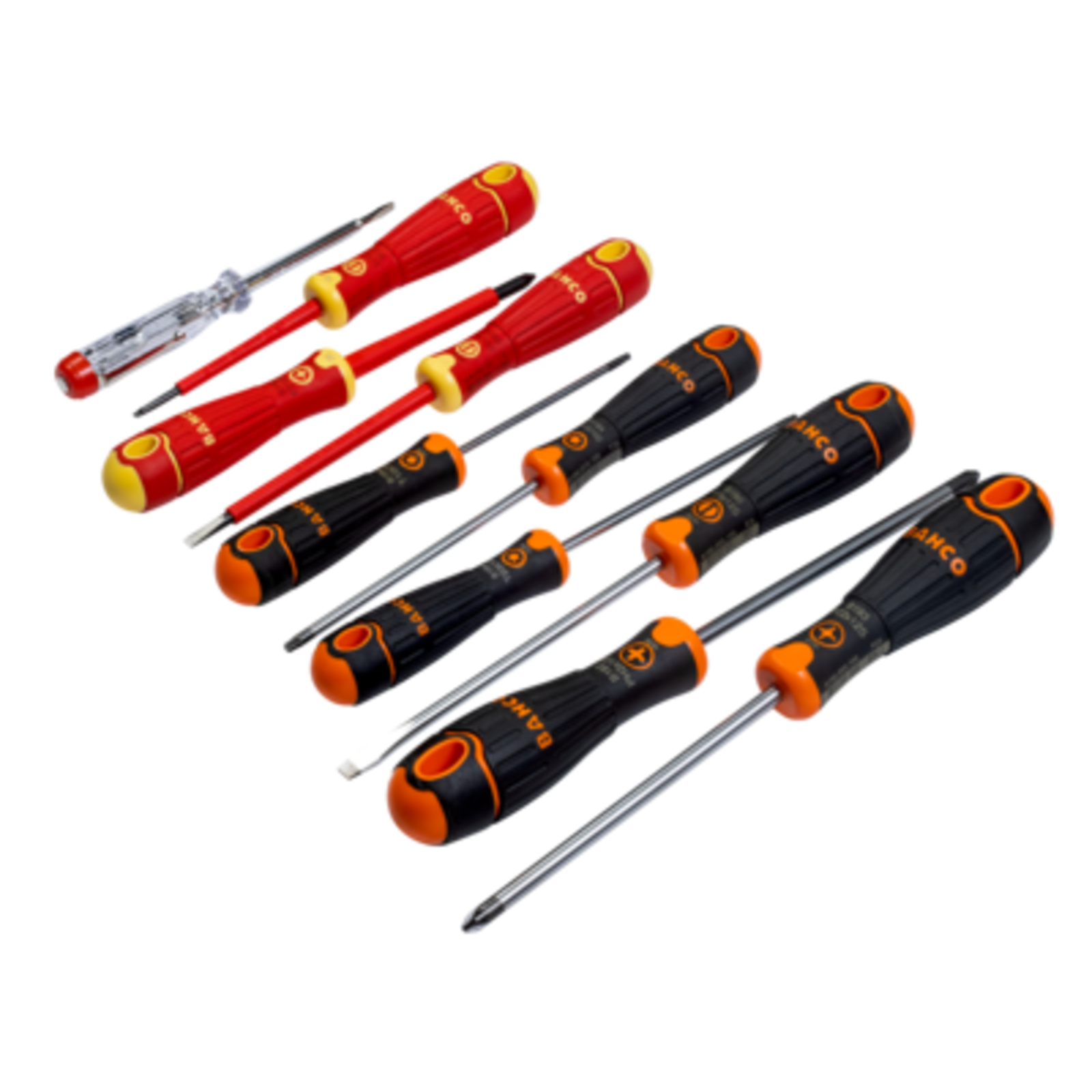 Jeu de tournevis BahcoFit 10 pièces fente Phillips Pozidriv Torx avec testeur tension BAHCO - B219.110