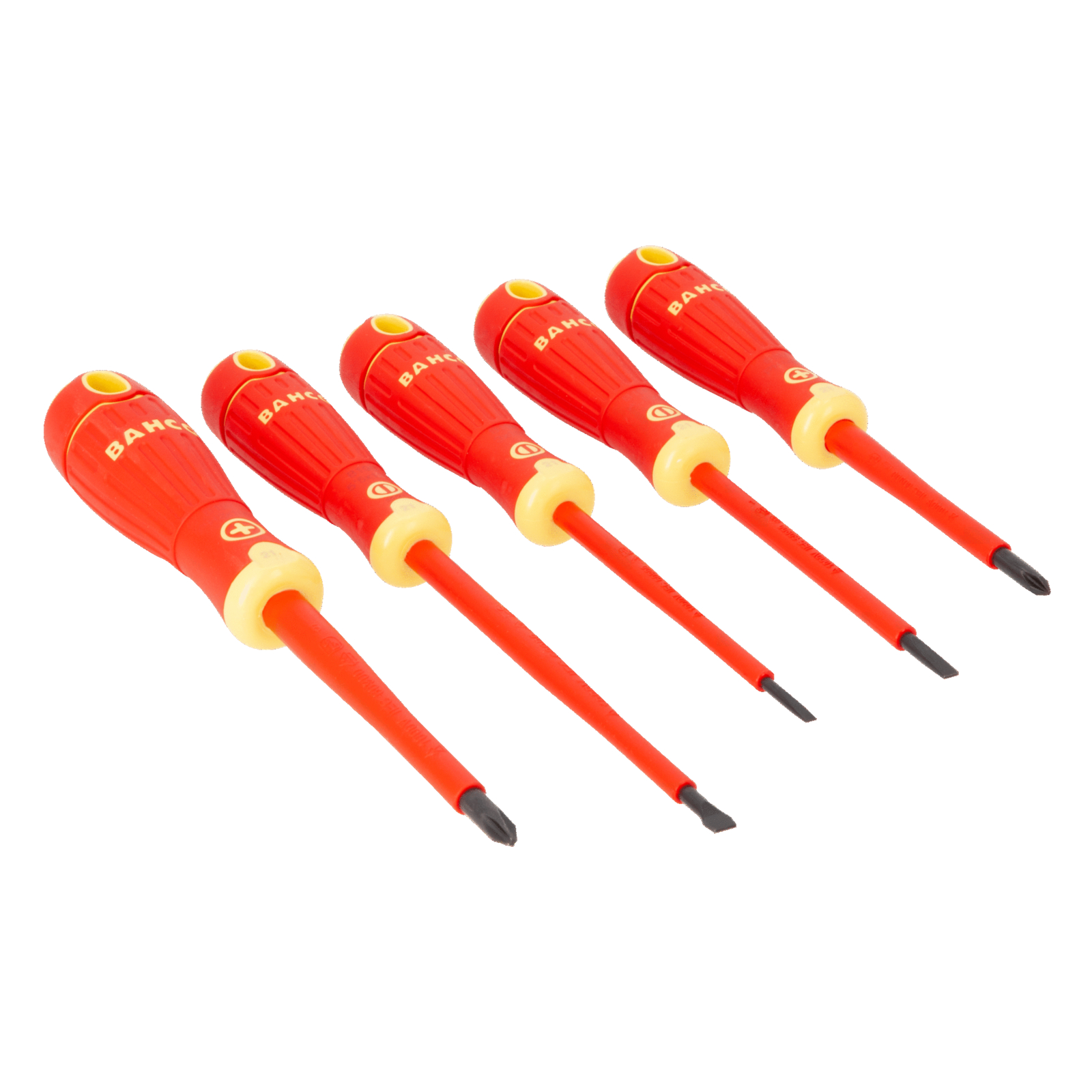 Tournevis isolés VDE vis fente et Phillips 5 pcs manche bi-matière antidérapant BAHCO - B220.005