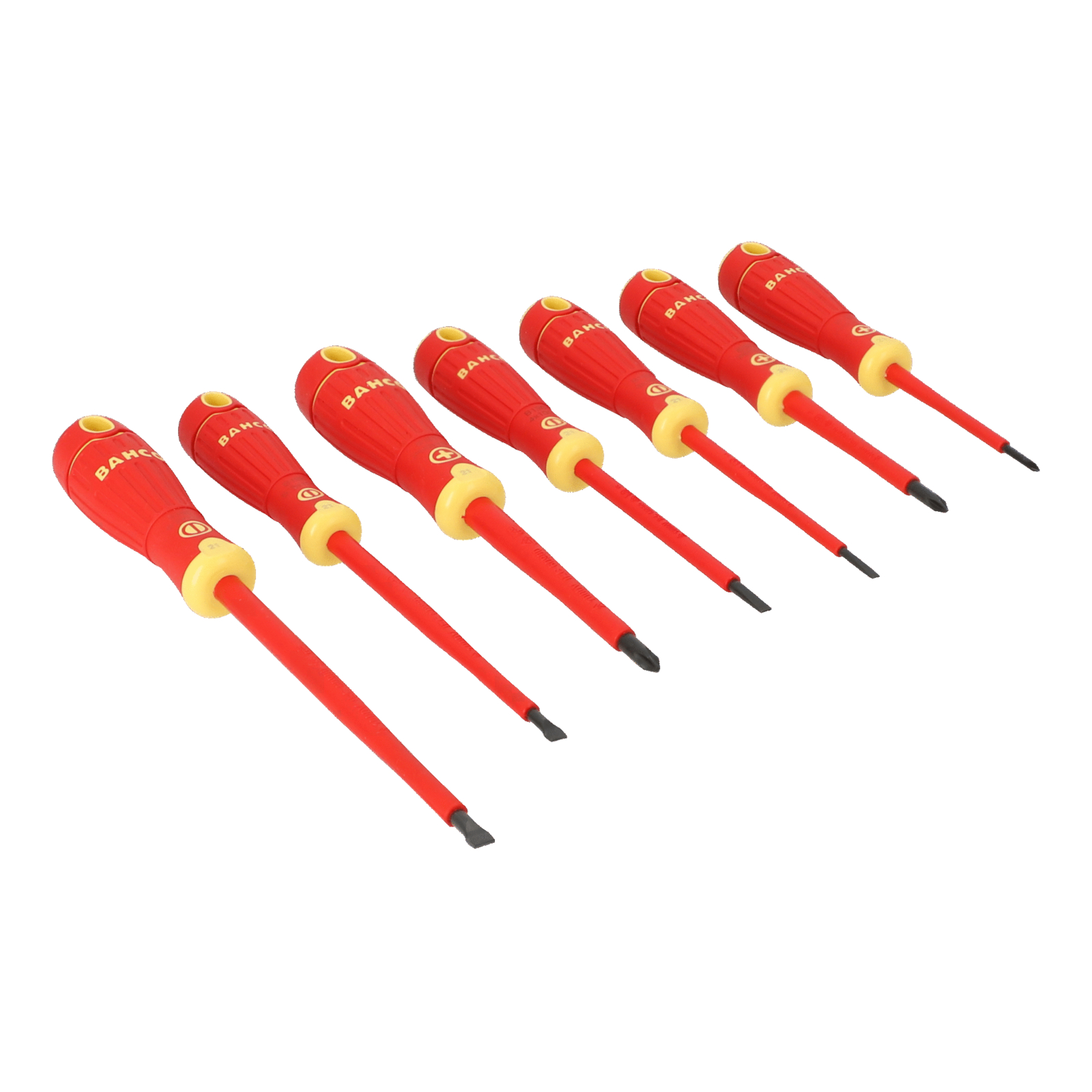 Tournevis isolés VDE pour vis à fente et Phillips 7 pcs manche multi-composants BAHCO - B220.007