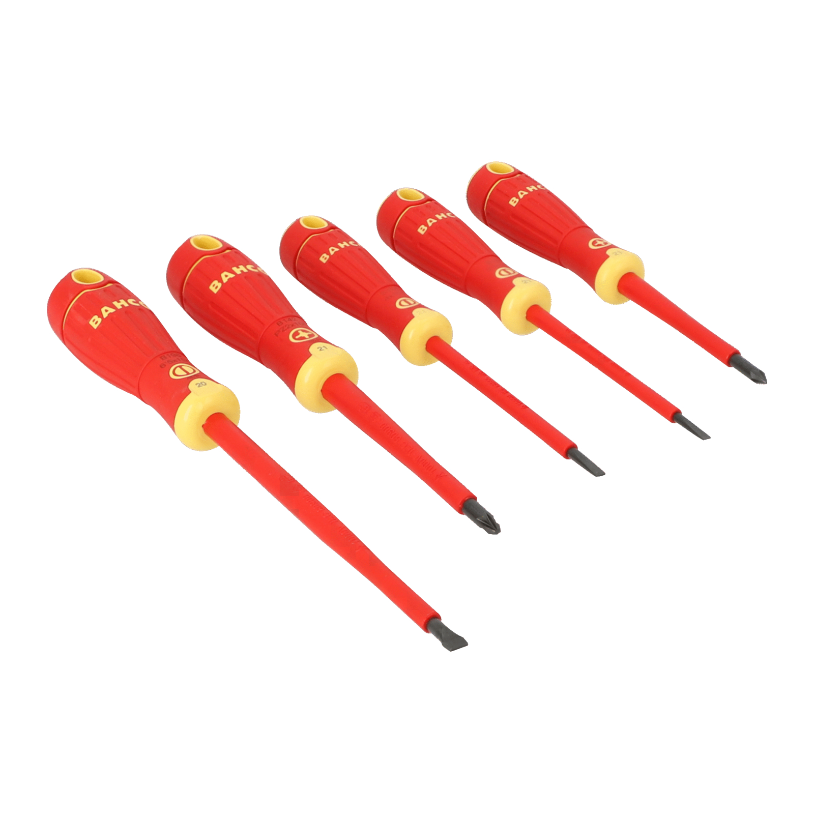 Tournevis isolés VDE vis à fente et Pozidriv 5 pcs manche multi-composants BAHCO - B220.015