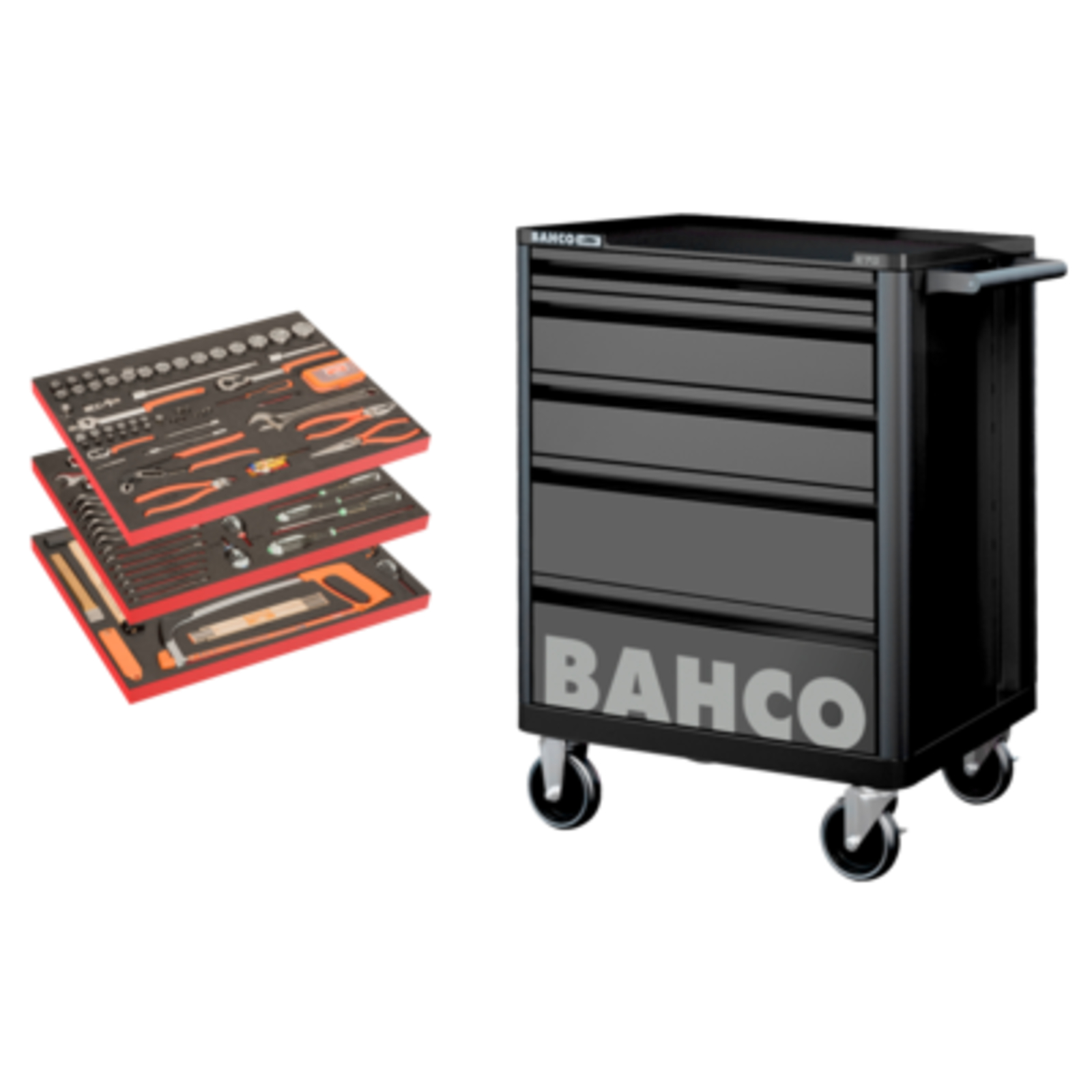 Servante d'atelier 5 tiroirs avec 158 outils usage général BAHCO - BASIC