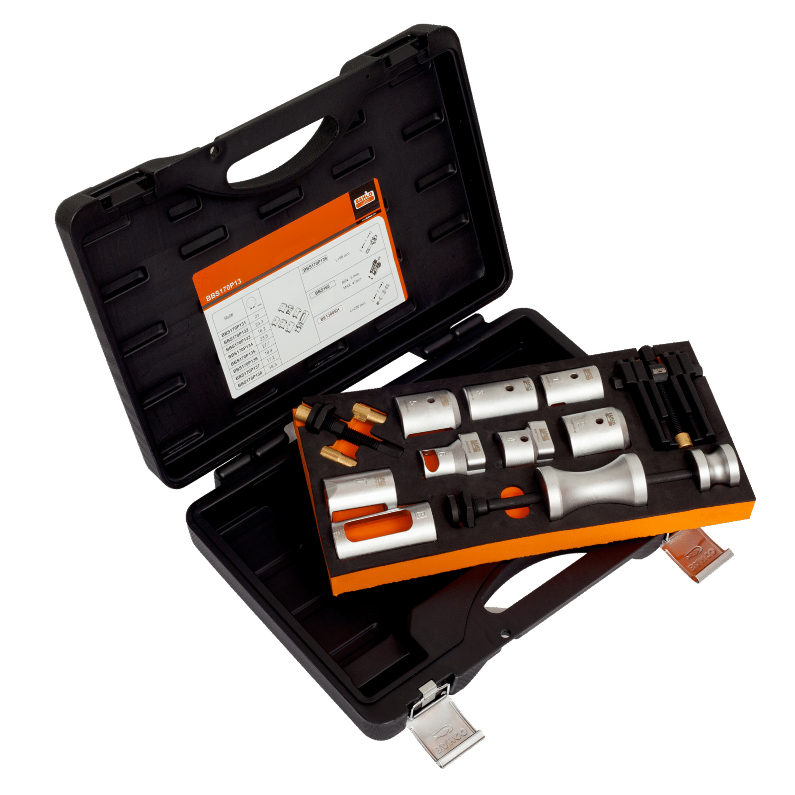 Coffret extraction bras essuie-glace universel 8 pinces avec marteau et adaptateurs BAHCO - BBS170P132