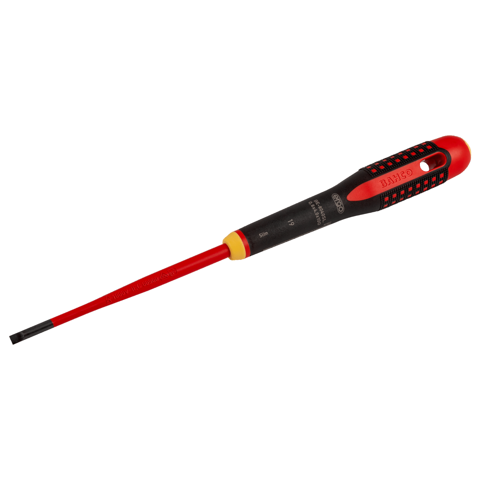 Tournevis isolé VDE ERGO Slim vis à fente 0,8 x 12 mm manche tri-matière BAHCO - BE-8040SL