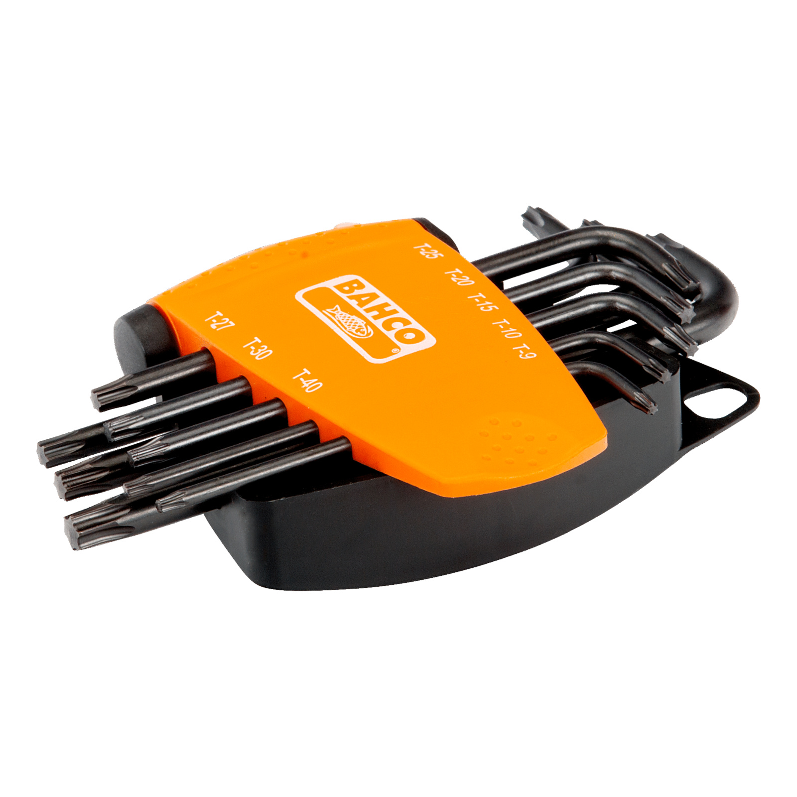 Jeu de clés mâles longues TORX finition phosphatée T9-T40 8 pcs avec support BAHCO - BE-9575