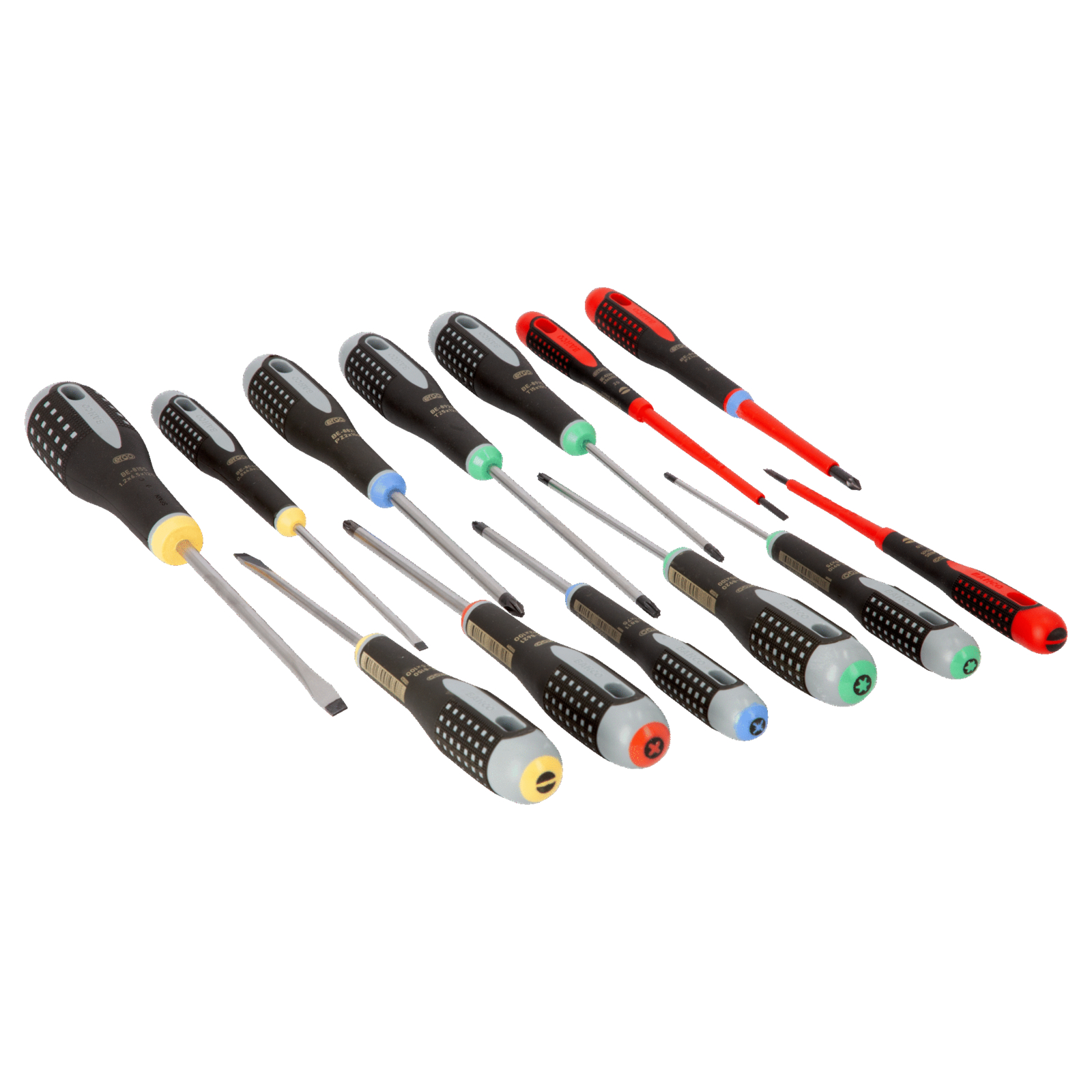 Jeu de tournevis ERGO fente/Phillips/Pozidriv/TORX 13 pcs avec poignée caoutchouc BAHCO - BE-9875
