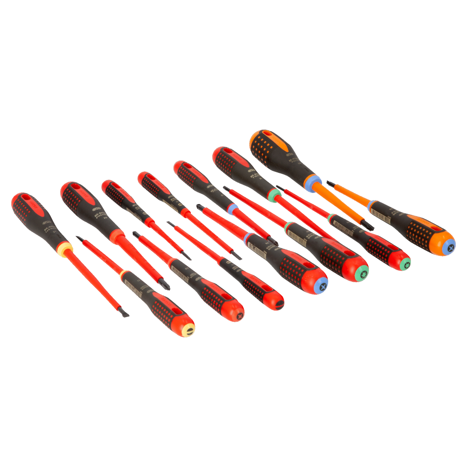 Jeu de tournevis isolés VDE 14 pcs fente/Phillips/Pozidriv/TORX ERGO caoutchouc BAHCO - BE-9876S