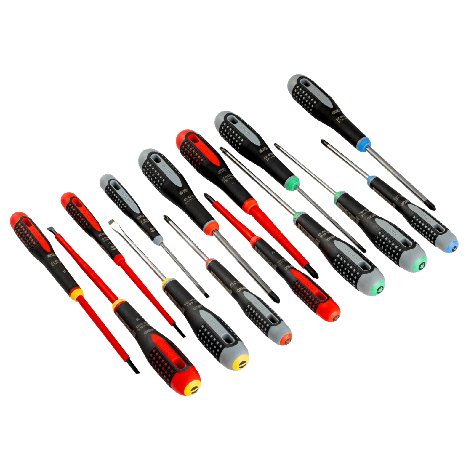 Jeu de tournevis ERGO 15 pcs fente/Phillips/Pozidriv/TORX avec poignée caoutchouc BAHCO - BE-9877