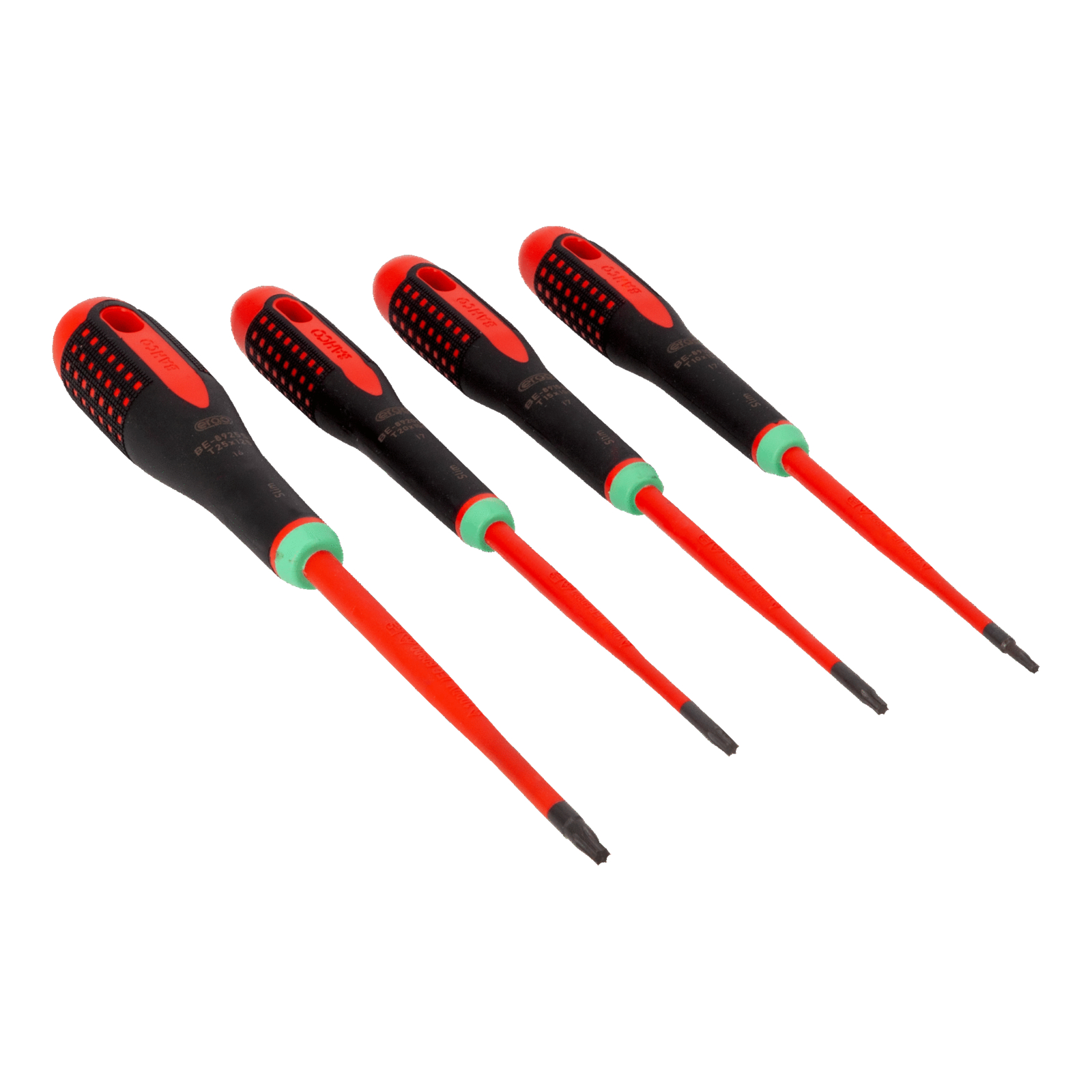 Jeu de tournevis ERGO Slim isolés VDE vis TORX 4 pcs manche trimatière BAHCO - BE-9880SL