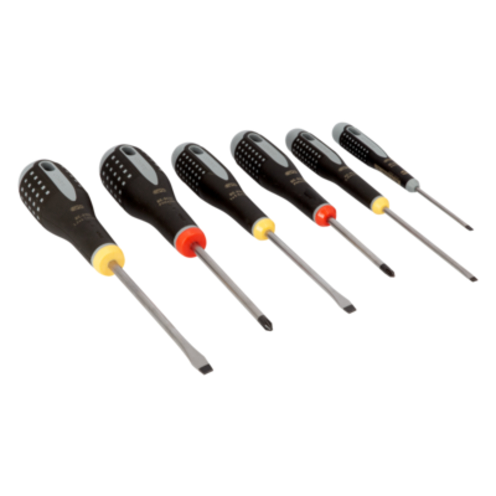 Jeu de tournevis fente et Phillips ERGO 6 pcs poignée caoutchouc BAHCO - BE-9881