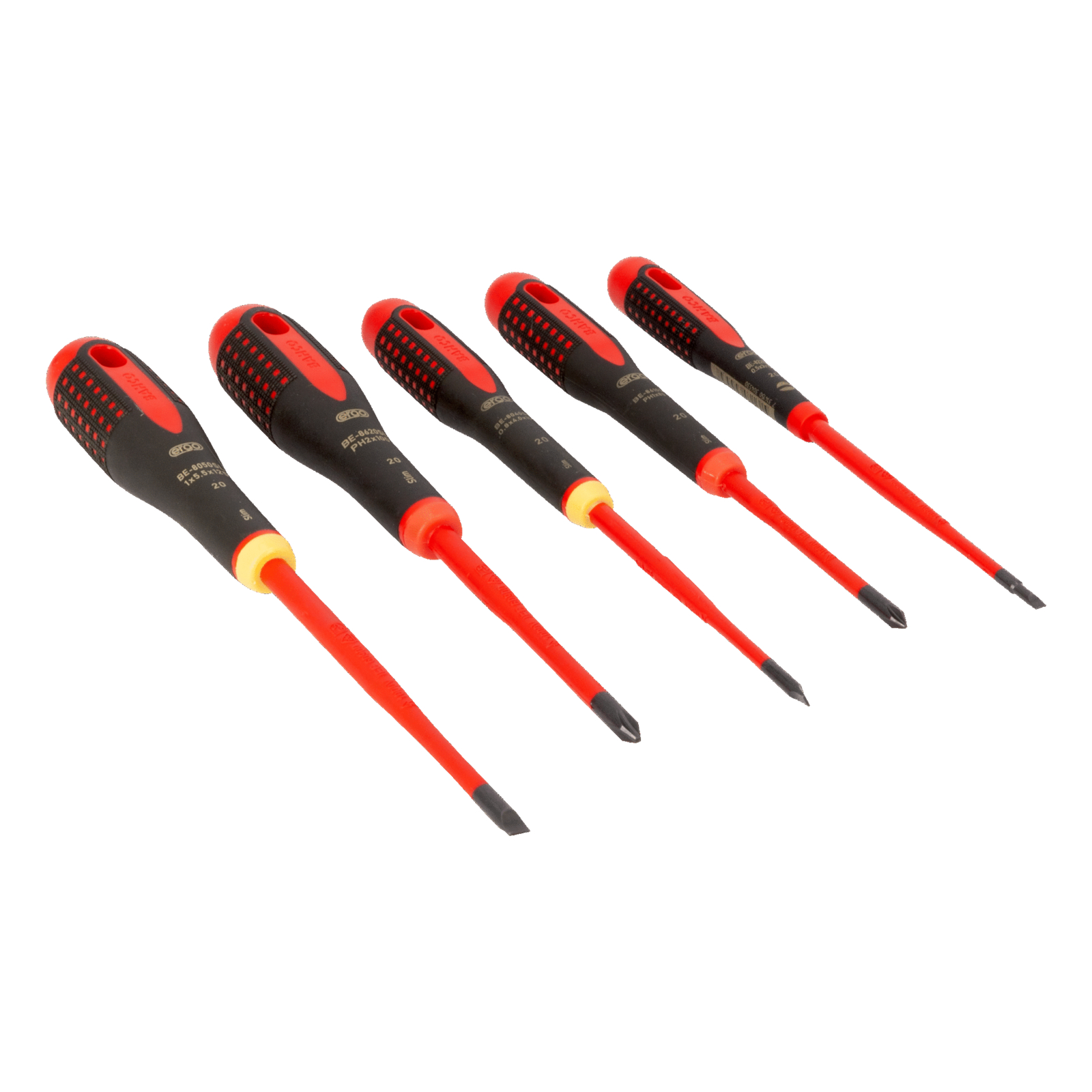 Jeu de tournevis ERGO Slim isolés VDE 5 pièces manche tri-matière pour vis à fente et Phillips BAHCO - BE-9881SL