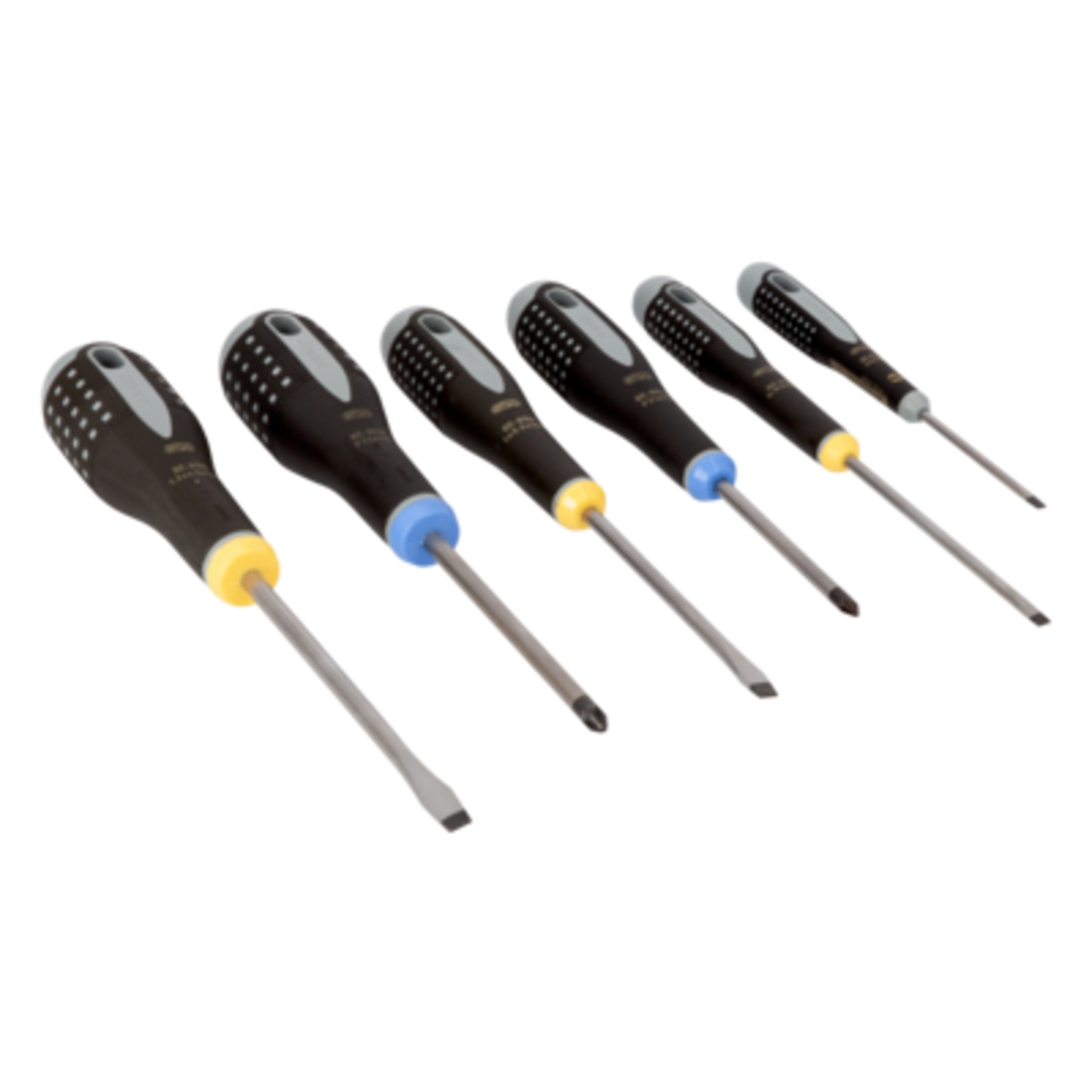 Jeu de tournevis fente et Pozidriv 6 pcs ERGO poignée caoutchouc BAHCO - BE-9882